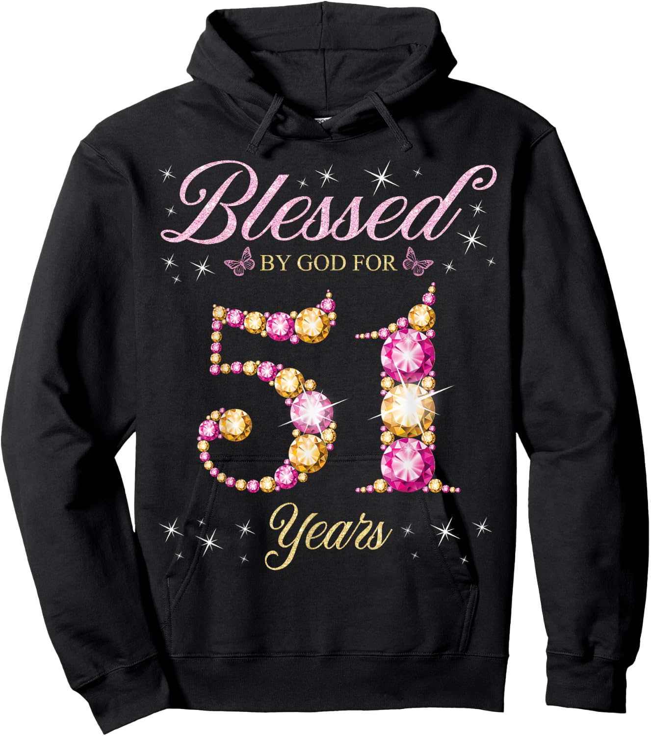 Blessed By God For 51 Years Old 51st Birthday Party Hoodie - Hoodie | Black
