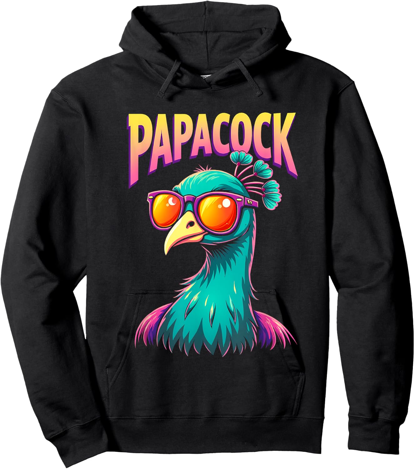 Papacock Father's Day Best Dad Peacock Hoodie - Hoodie | Black