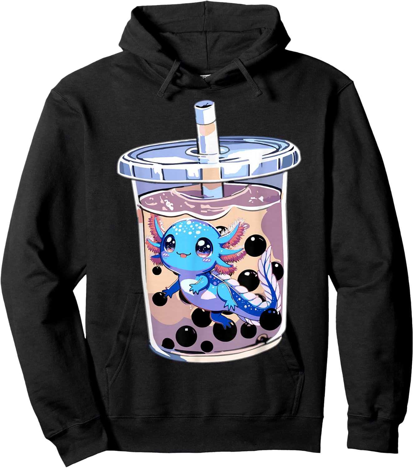 Boba Axolotl Kawaii Axolotl Bubble Tea Boba Hoodie - Hoodie | Black