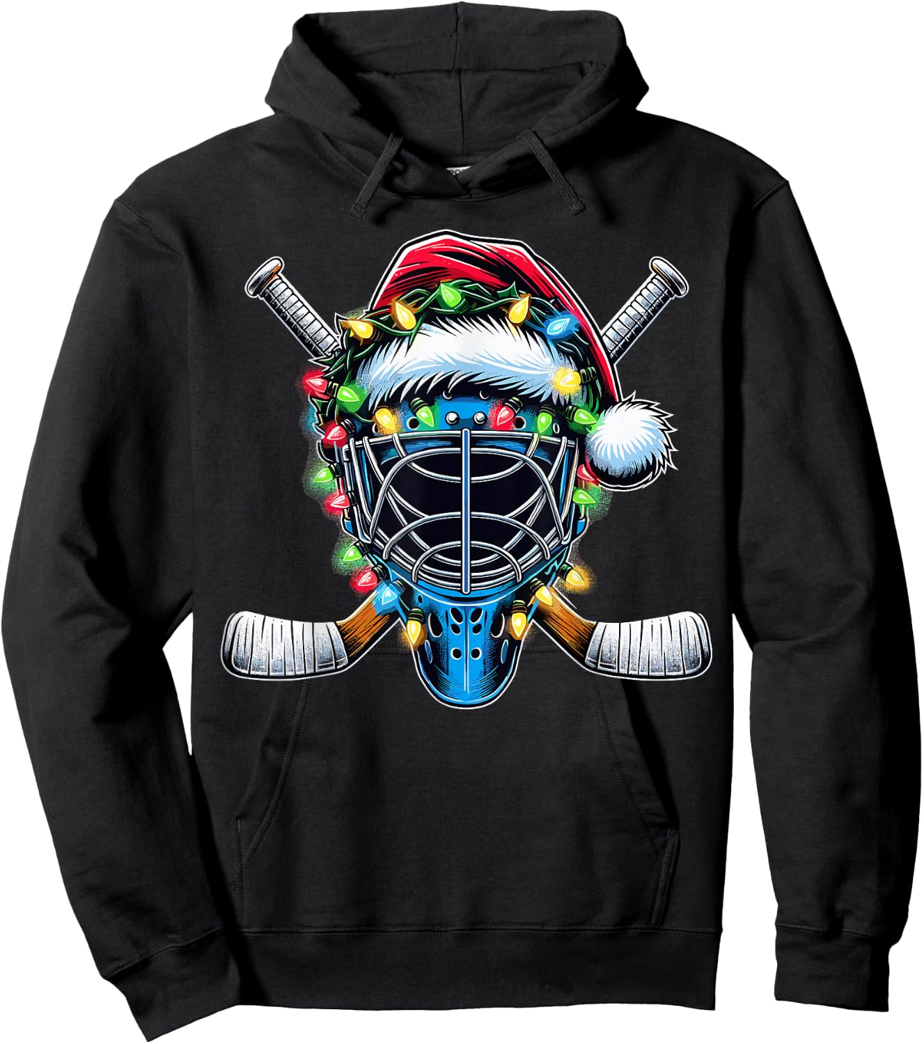 Santa Christmas Hockey Player Hoodie - Hoodie | Black