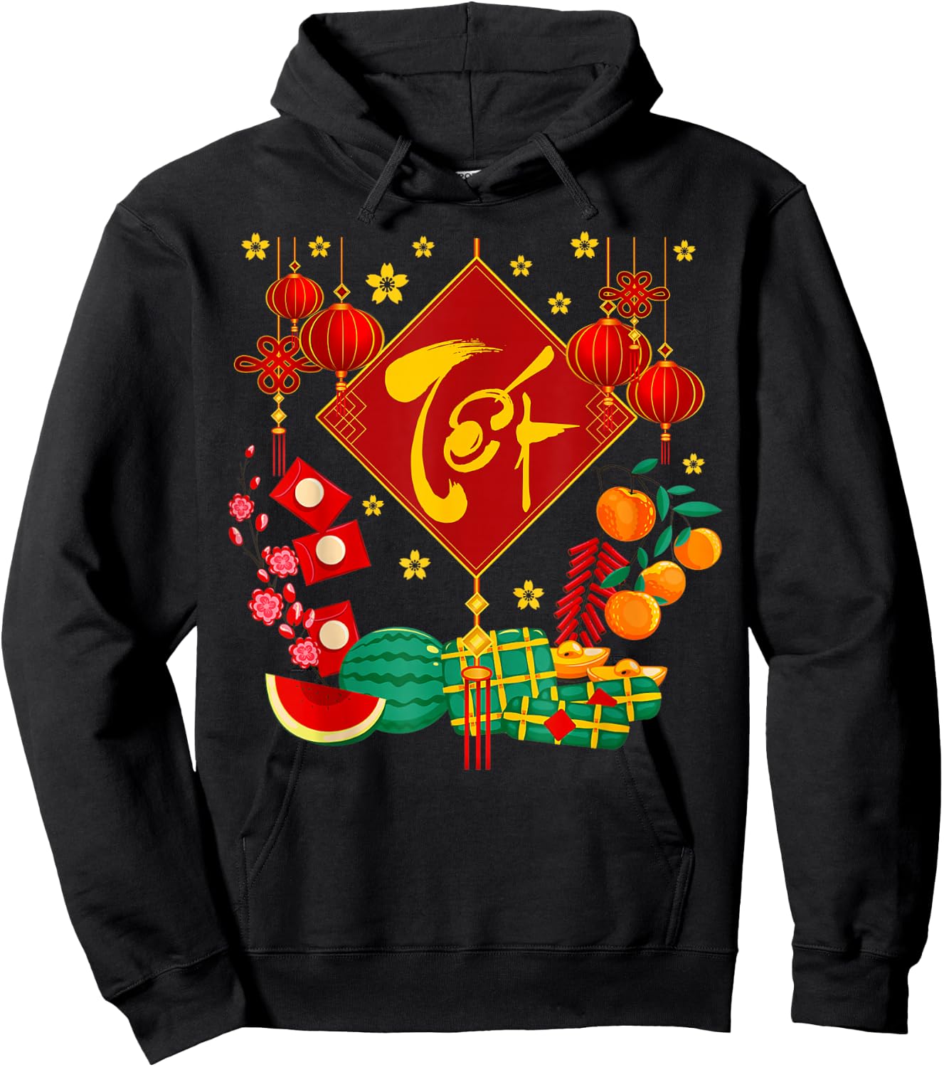 Tet Vietnamese Lunar New Year Calendar 2024 Happy New Year Hoodie - Hoodie | Black