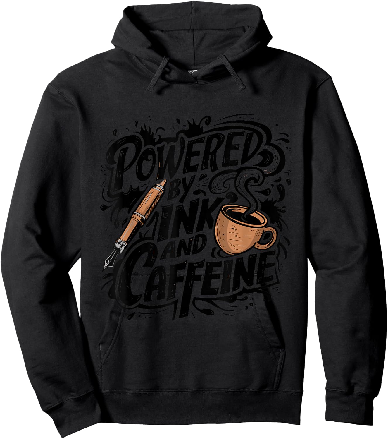 Powered by Ink and Caffeine - Fountain Pen Lover Hoodie - Hoodie | Black