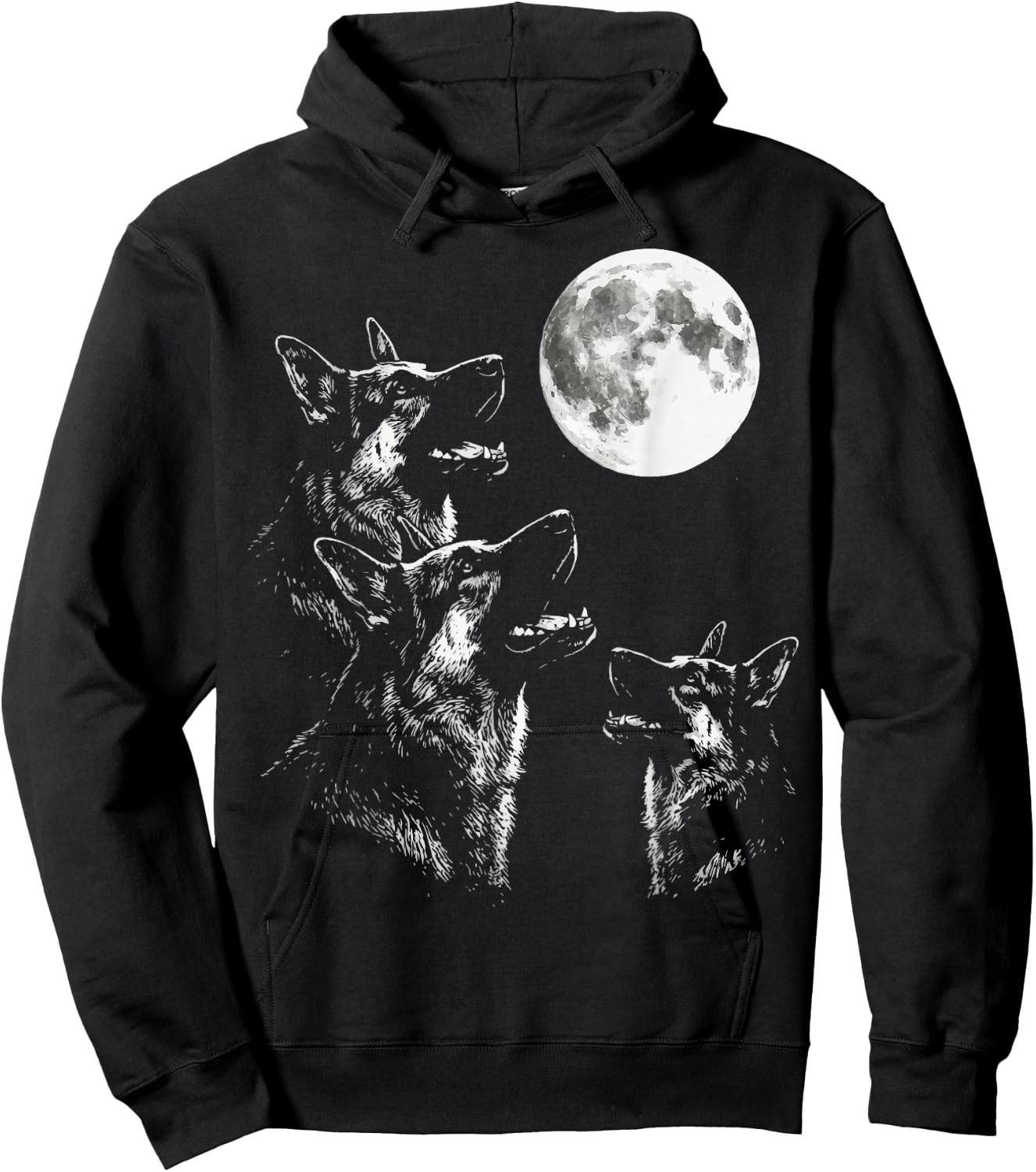 German Shepherd Howling At Moon Hoodie - Hoodie | Black