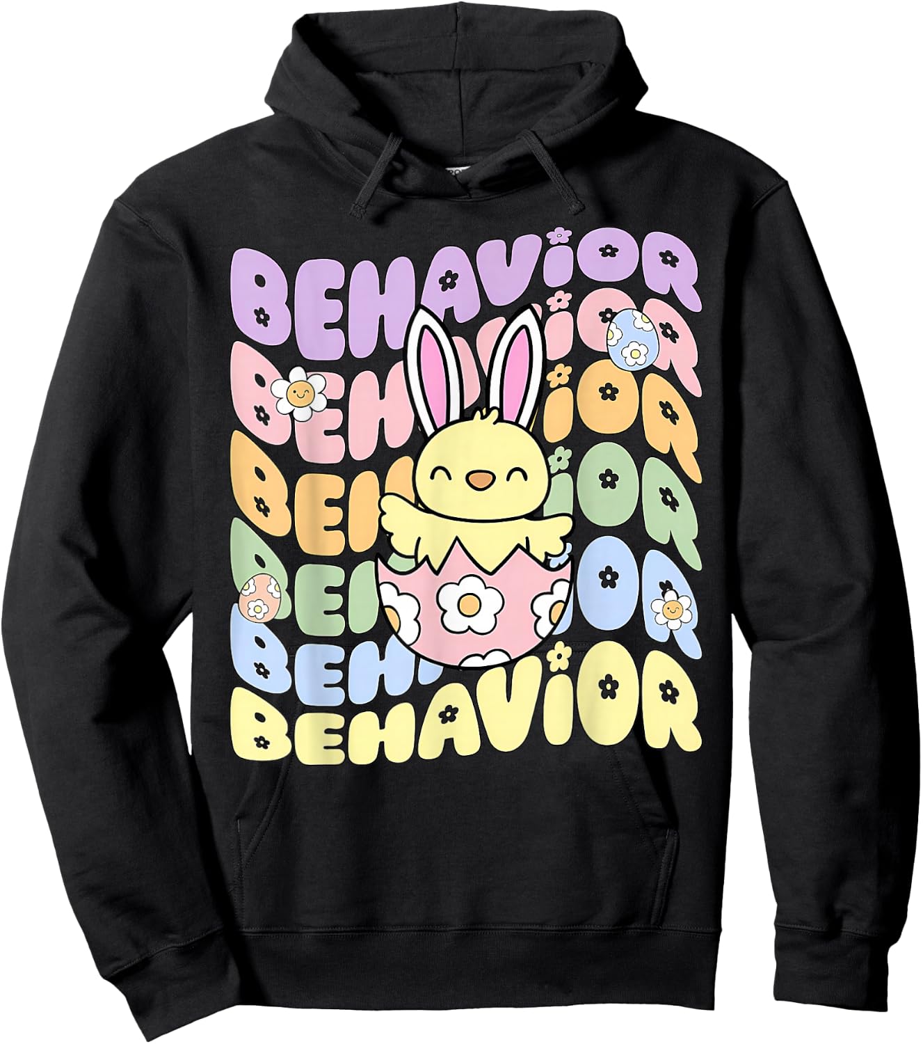 Retro Behavior Analyst Easter Bunny ABA Behavior Therapist Hoodie - Hoodie | Black