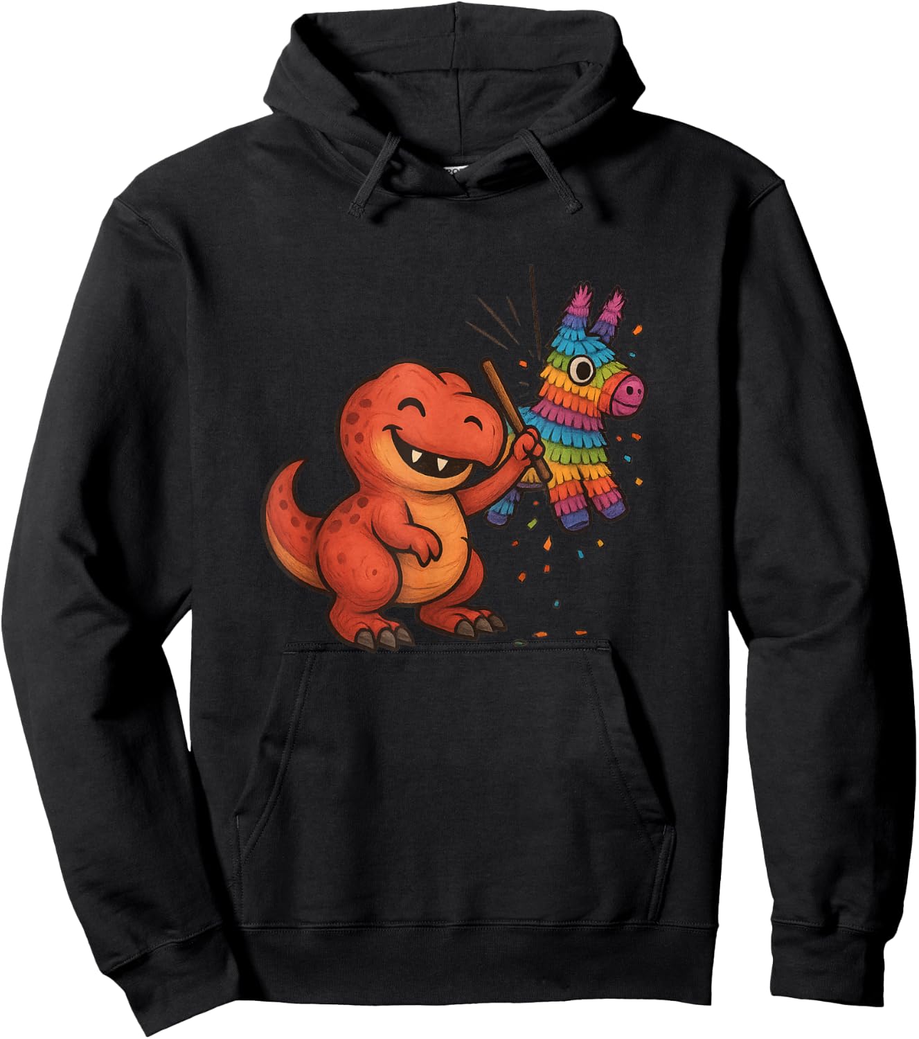 Dinosaur Piñata Smash – Fun Birthday Party - T-Rex Hoodie - Hoodie | Black
