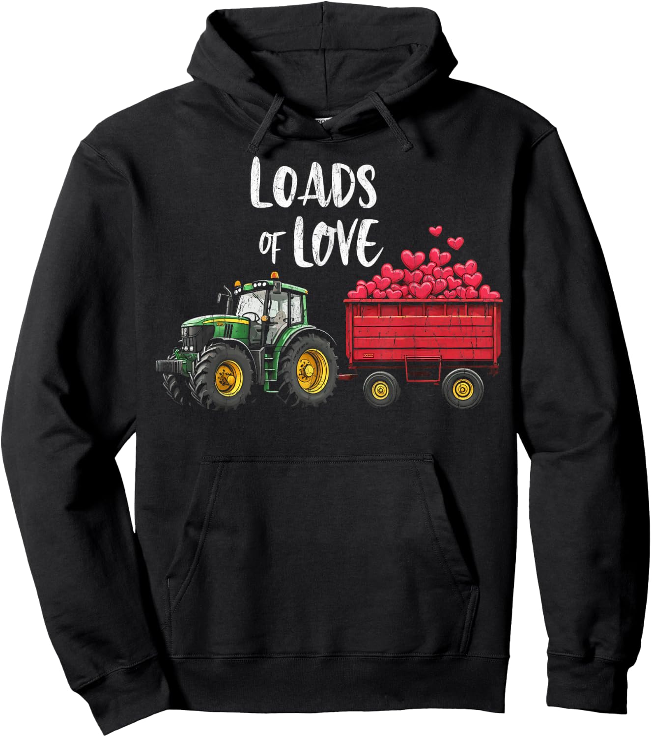 Valentines Day for Toddler Boys Tractor Loads of Love Hoodie - Hoodie | Black