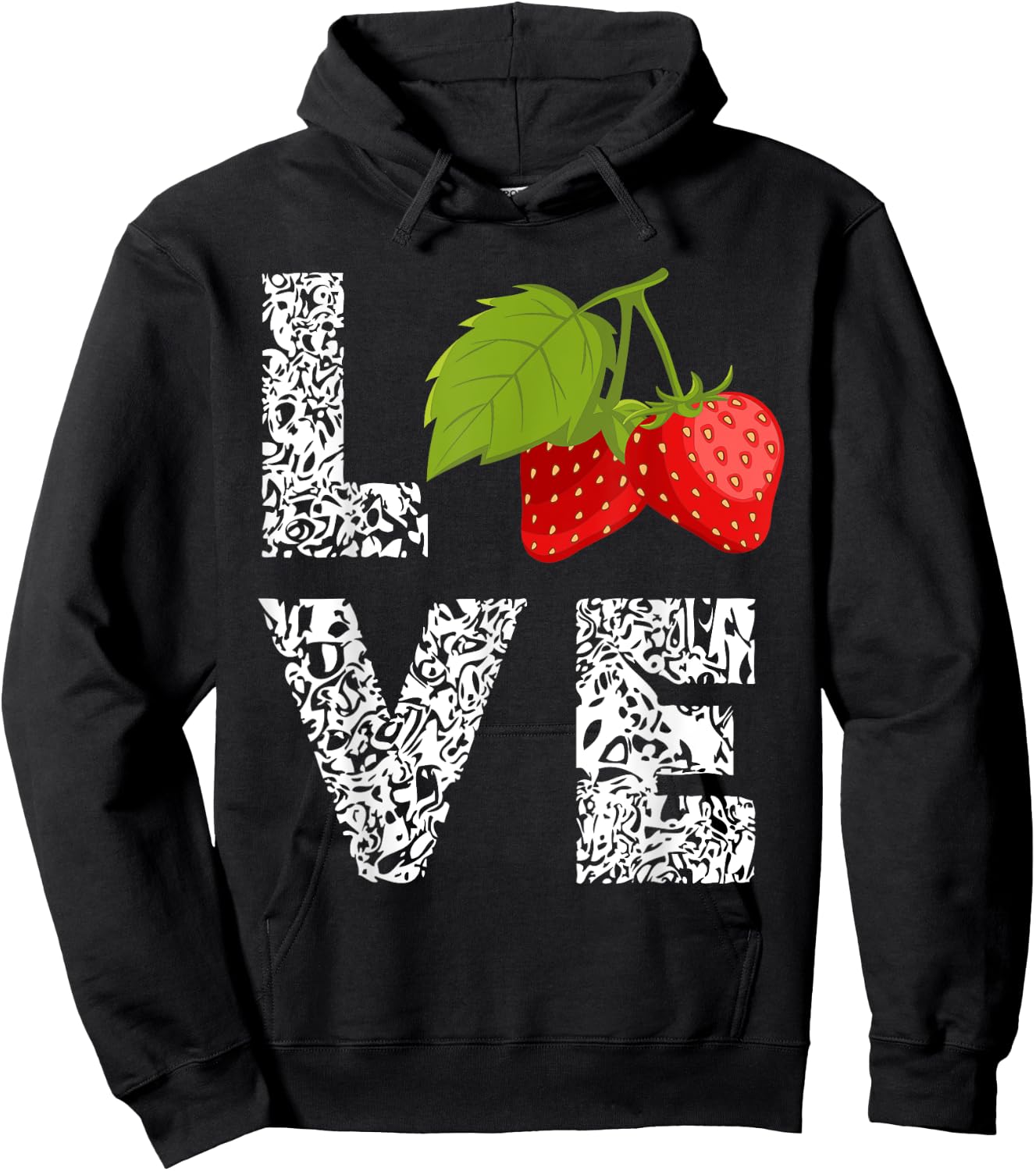 Strawberry Love Leopard Sweet Strawberries Summer Fruit Hoodie - Hoodie | Black