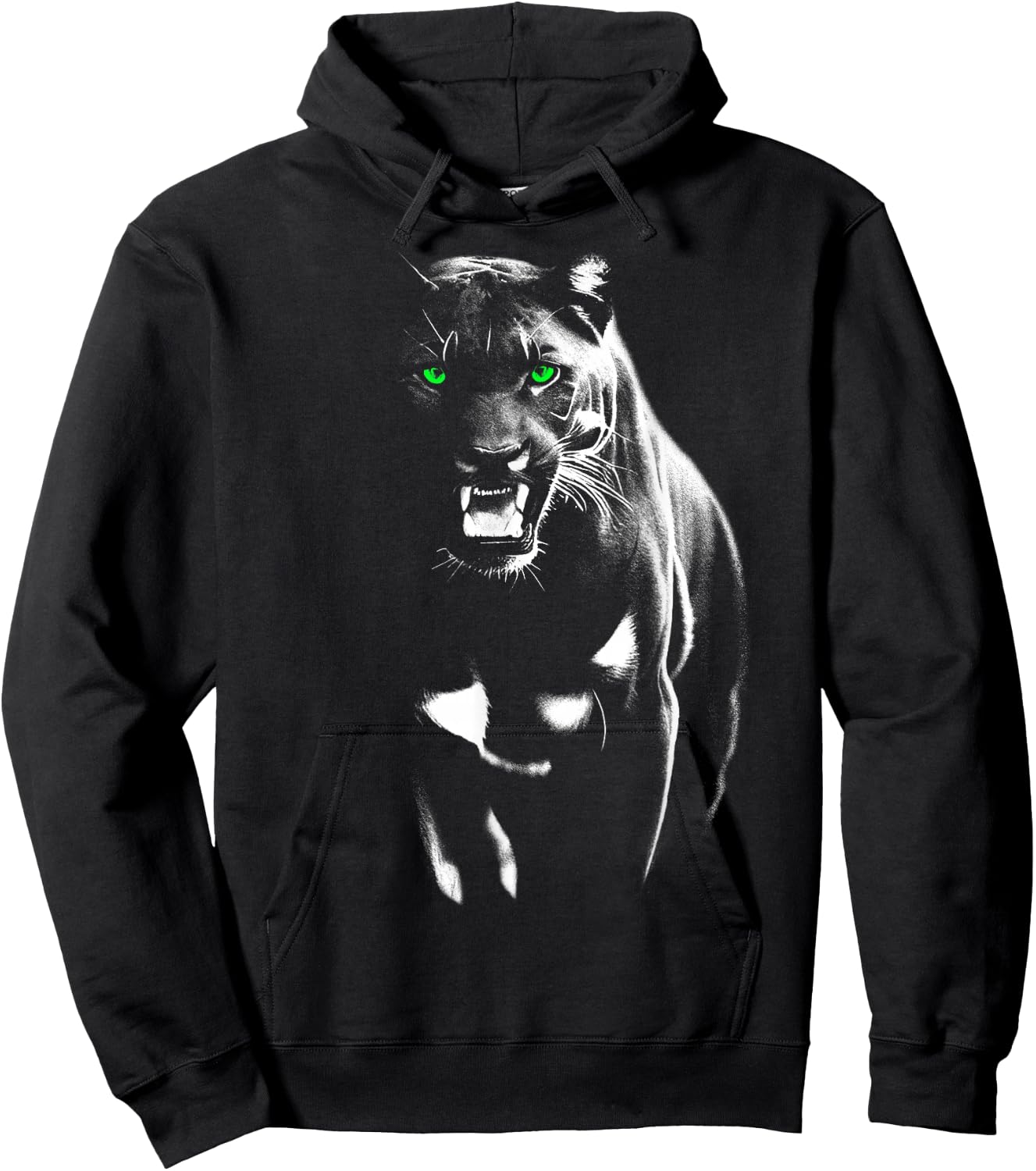 Wild Proud Panther with Cool Green Eyes Shows Teeth Hoodie - Hoodie | Black