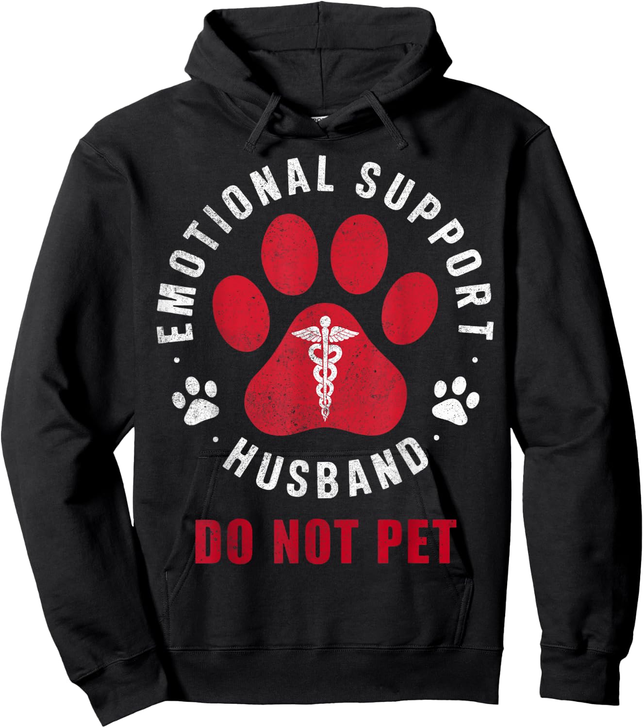 Emotional Support Husband Do Not Pet Funny Retro Vintage Hoodie - Hoodie | Black