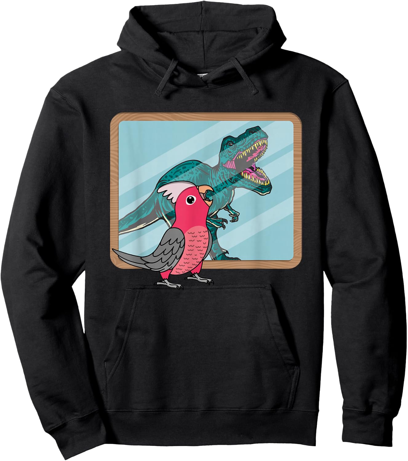Parrot & T Rex Reflection I Rose-breasted Galah Cockatoo Hoodie - Hoodie | Black