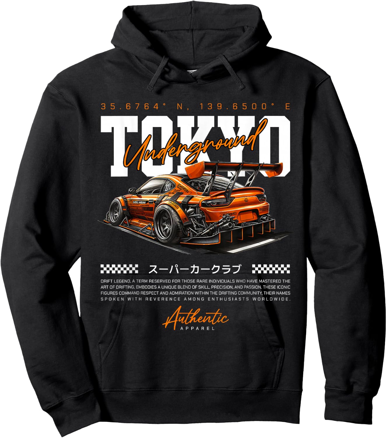 Cool Retro Vintage Japanese JDM Tokyo Japan Drift Race Car , blue Hoodie - Hoodie | Black