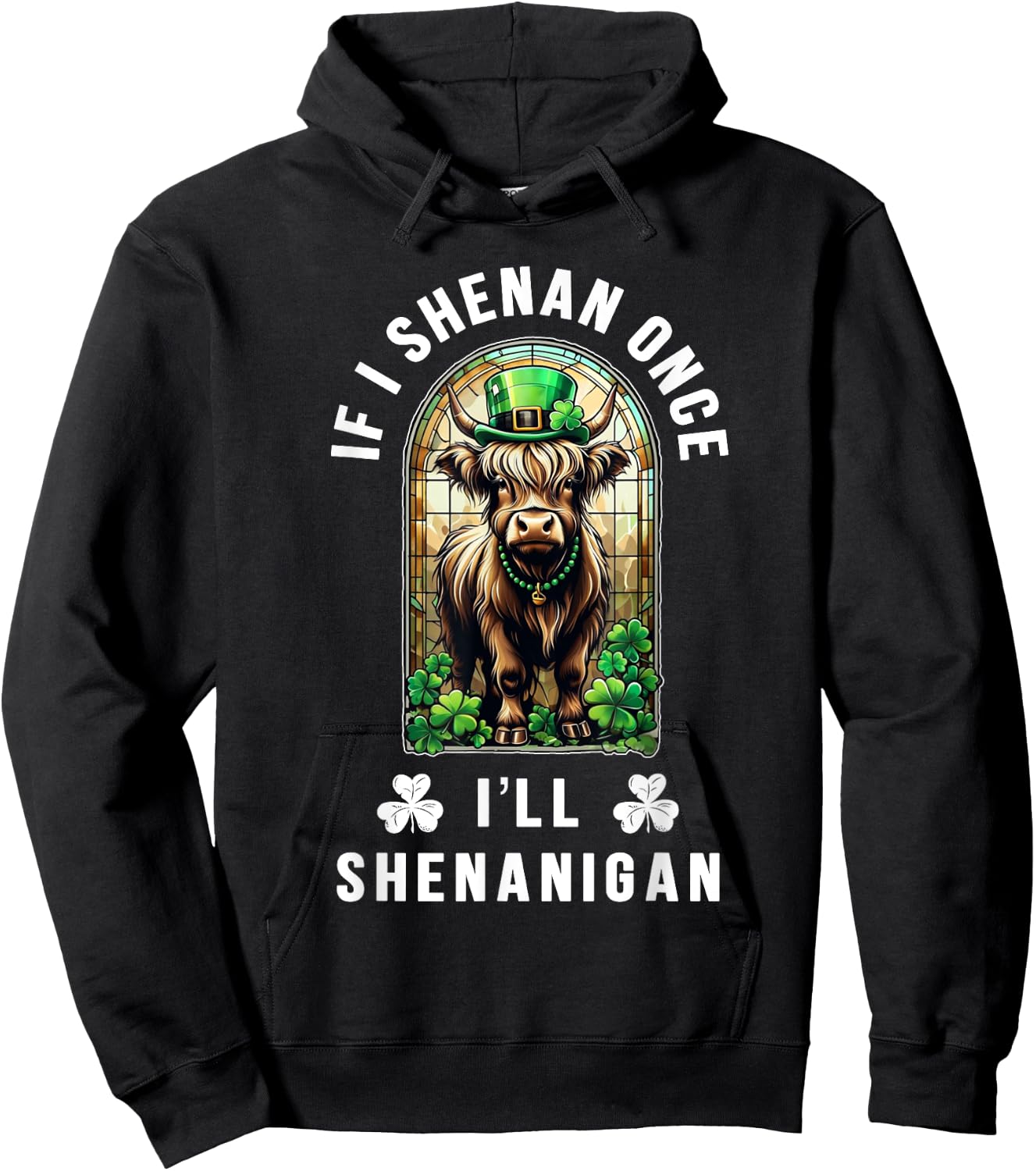 St Patrick's Day Shenan Once I'll Shenan Again Nordic Cow Hoodie - Hoodie | Black
