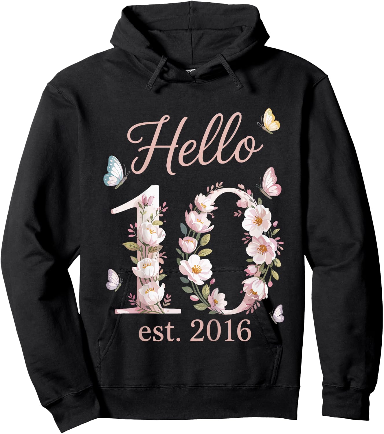 10. Geburtstag Mädchen Hallo 10 Jahre Mädchen Deko seit 2016 Hoodie - Hoodie | Black
