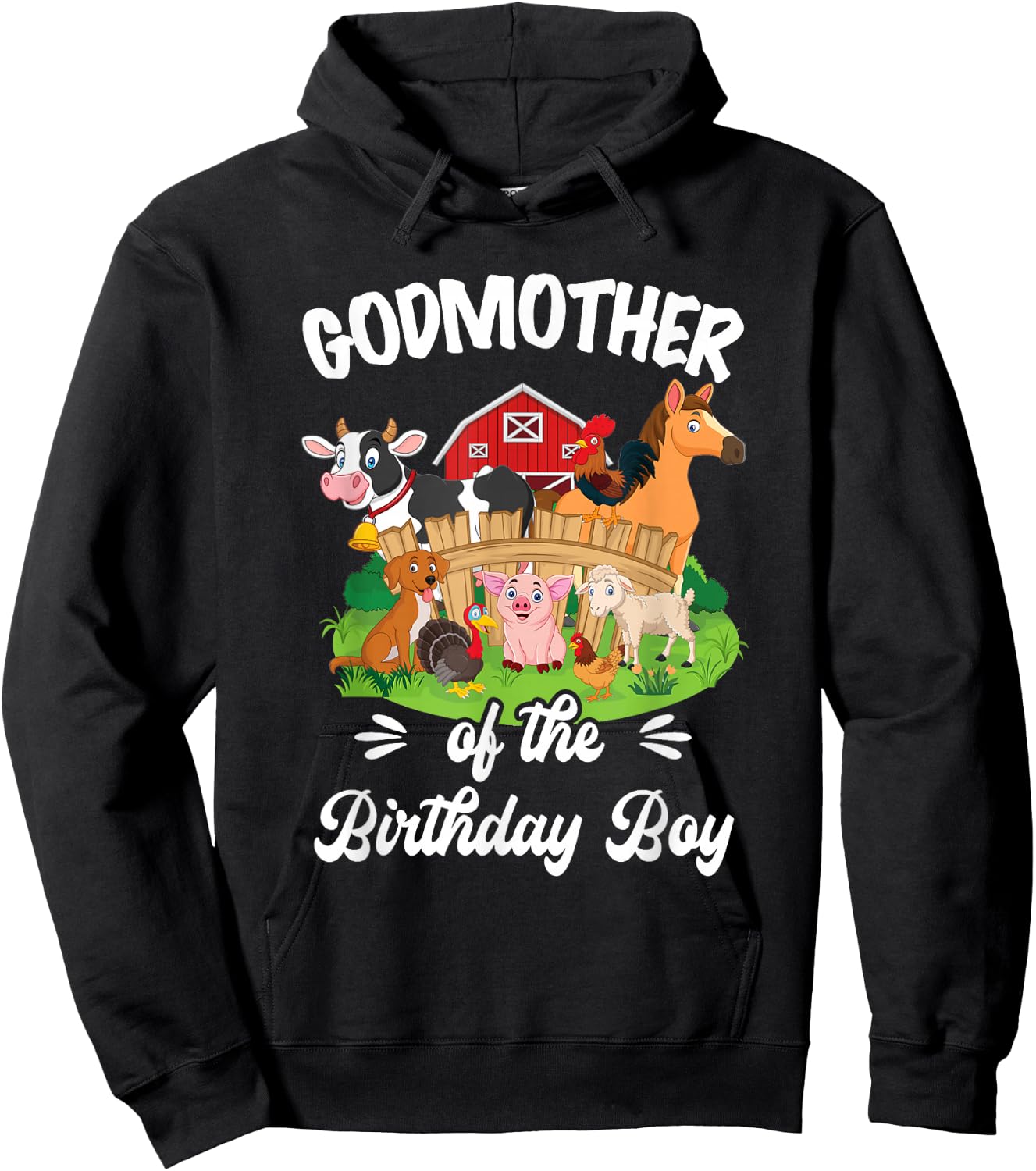 Godmother Of The Birthday Boy Party Cow Farm 1St Birthday Hoodie - Hoodie | Black