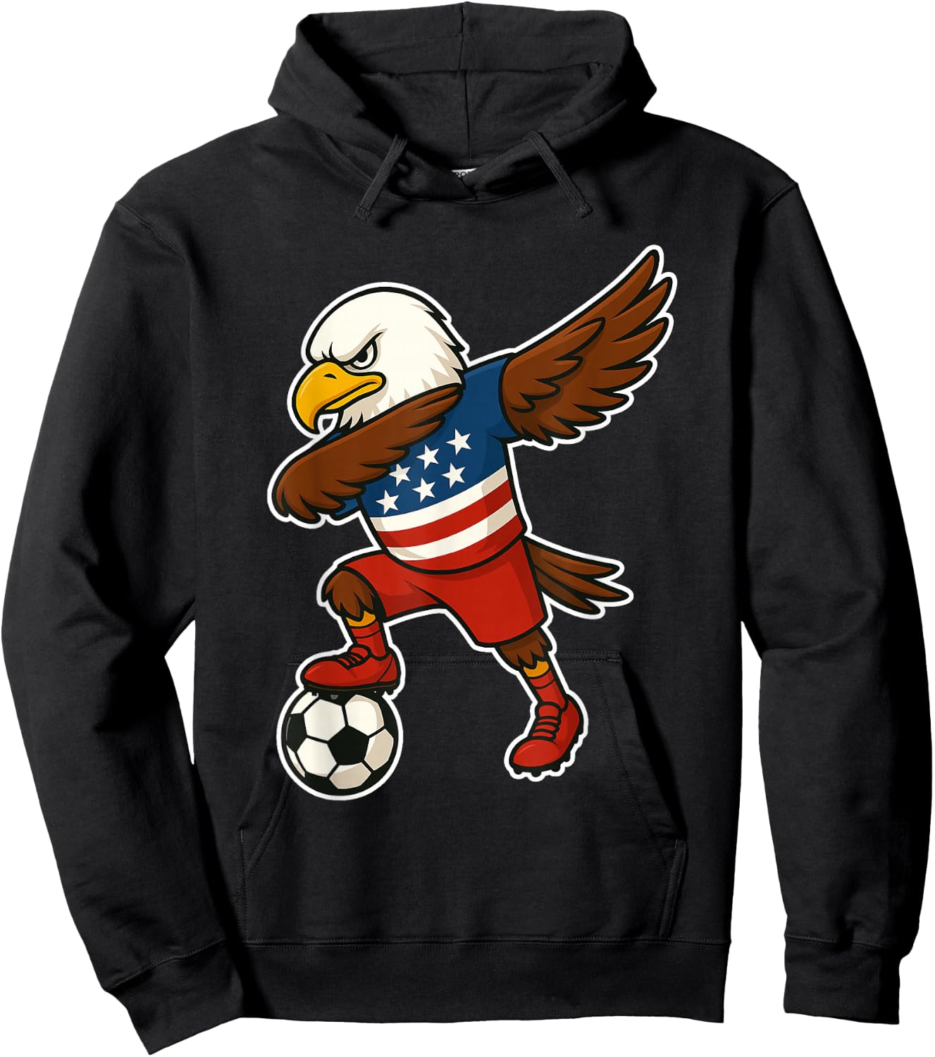 Funny Dabbing Bald Eagle USA Soccer - USA Flag Soccer Hoodie - Hoodie | Black