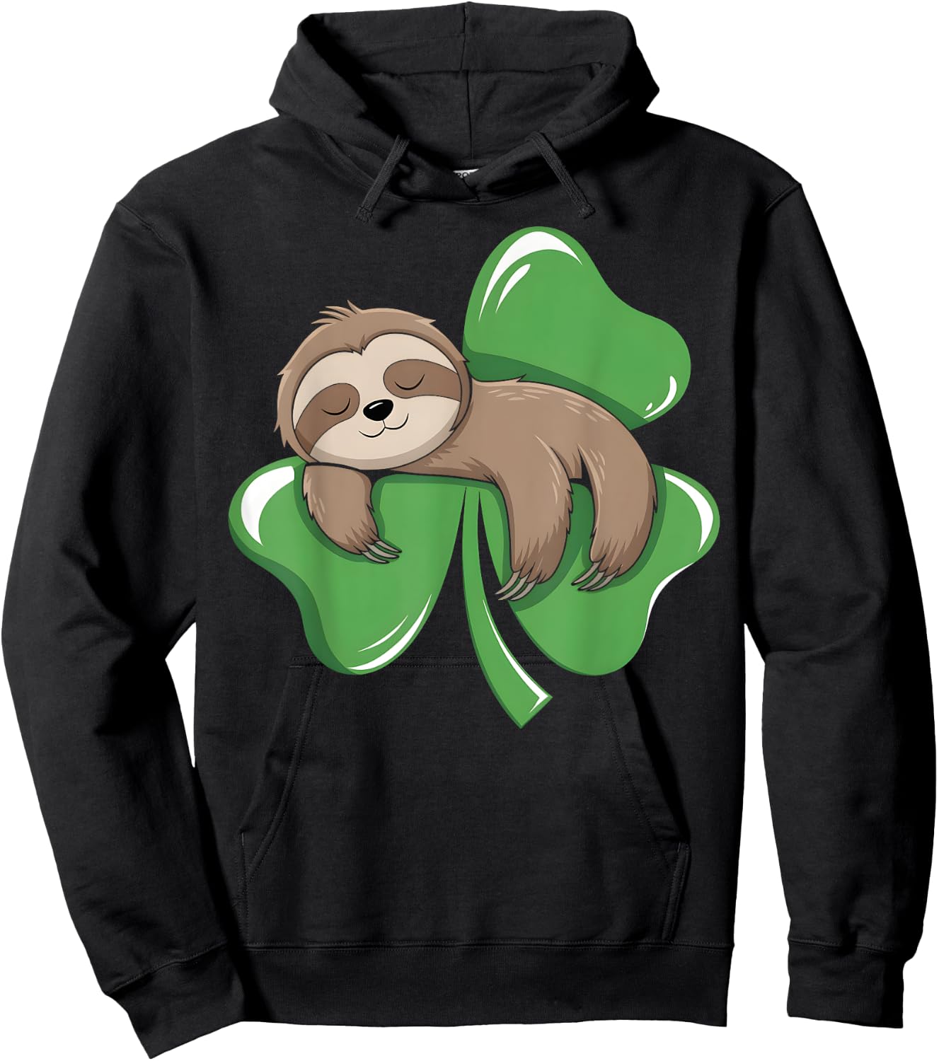 Lazy Irish Sloth Shamrock Clover Saint Patrick's Day Animal Hoodie - Hoodie | Black