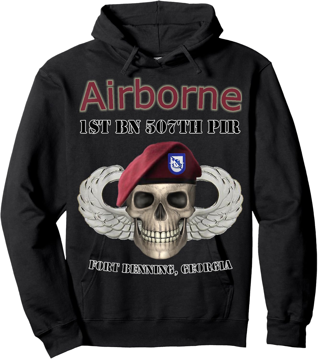 1st Bn 507th Parachute Infantry Regiment- Ft Benning design Hoodie - Hoodie | Black