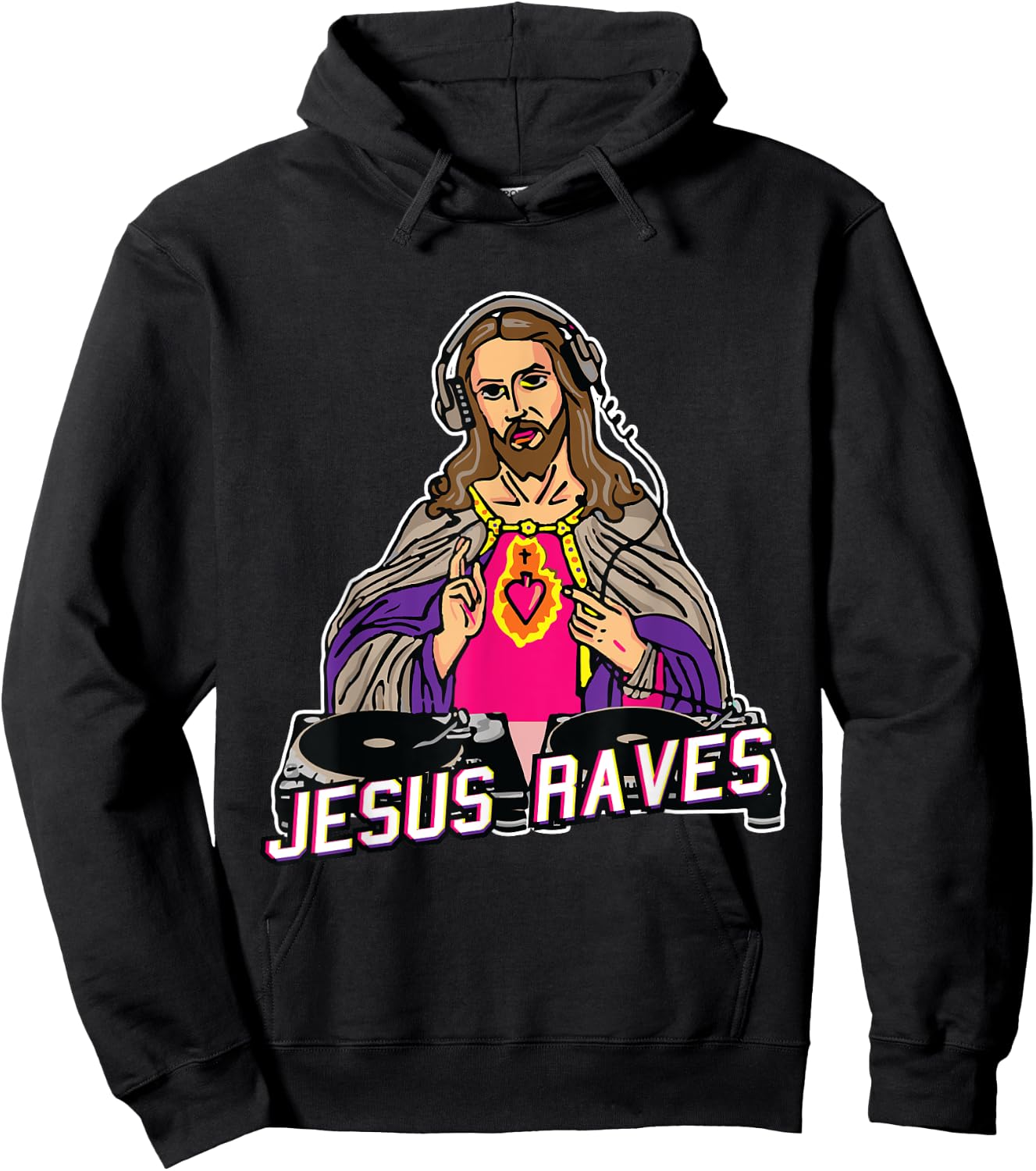 Jesus Raves Christmas EDM Music X-Mas Party Christian DJ Hoodie - Hoodie | Black