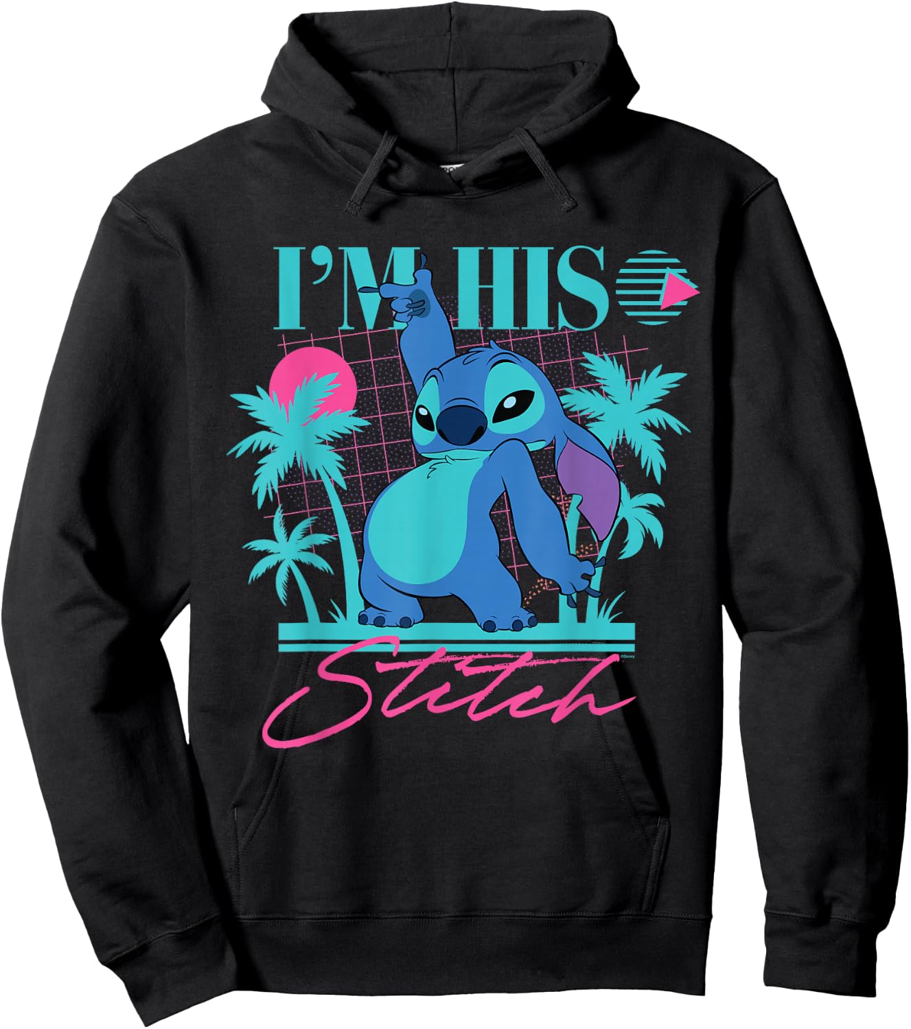 Disney Stitch Retro '90s Couples Matching I'm His Stitch Hoodie - Hoodie | Black