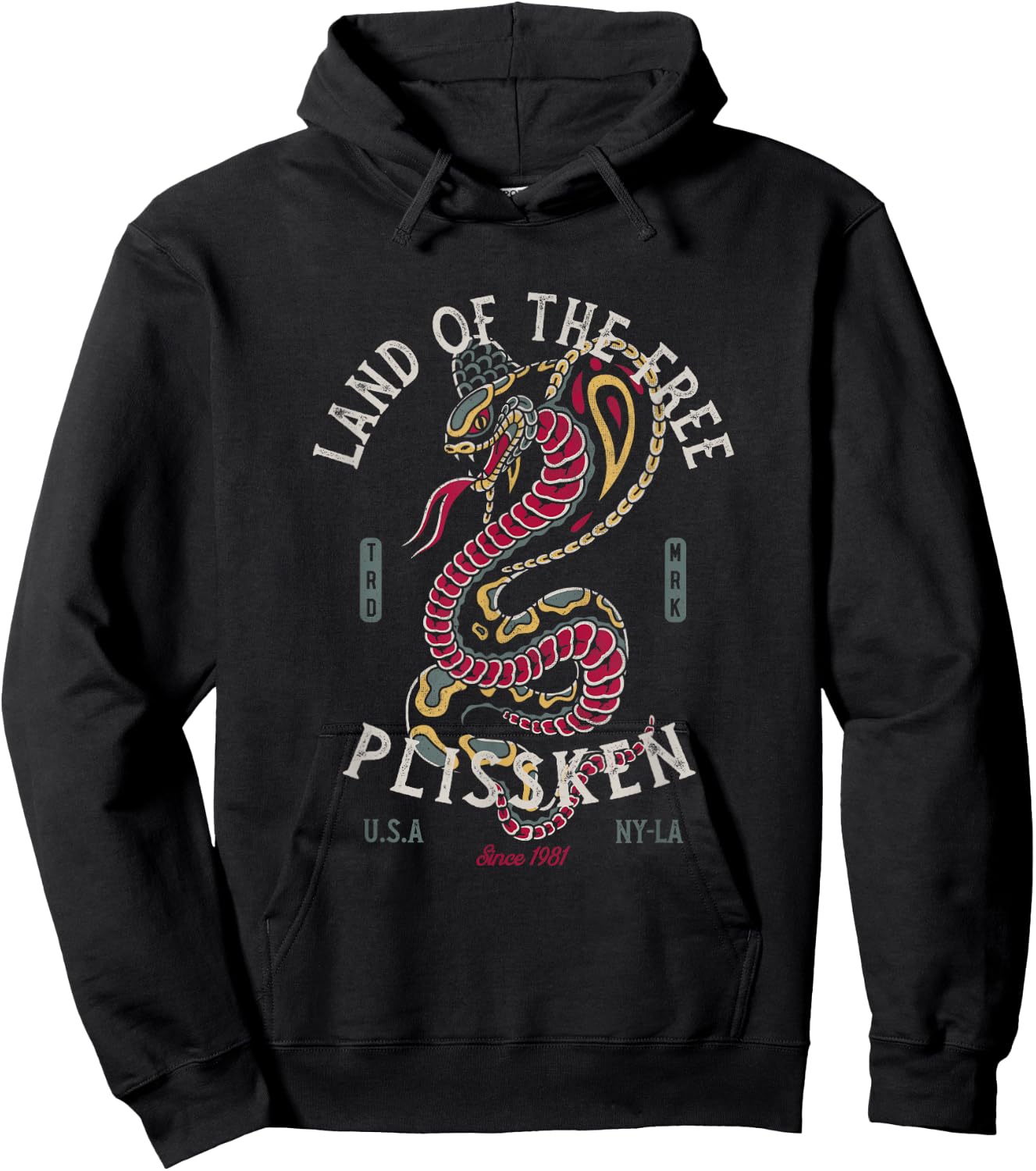 Cobra Traditional Tattoo Snake - Land of the Free Hoodie - Hoodie | Black
