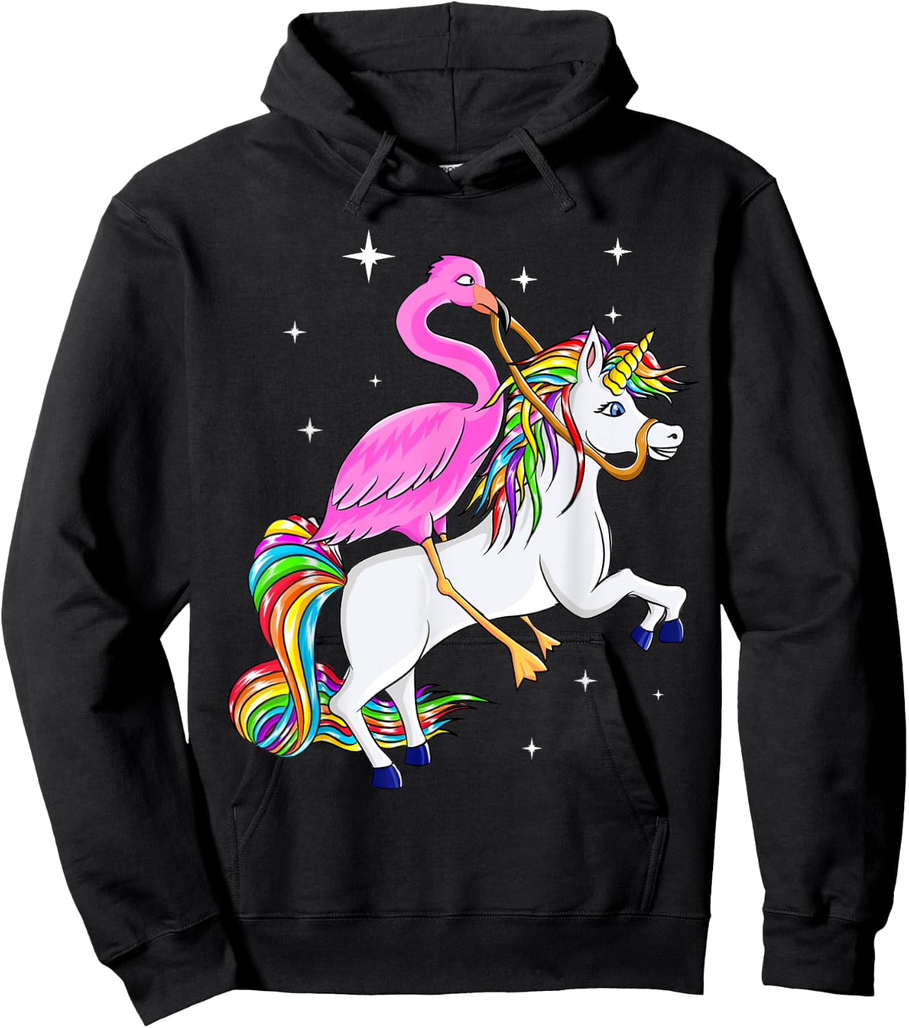 Flamingo Riding Unicorn Pink Flamingo Gift Kids Women Hoodie - Hoodie | Black