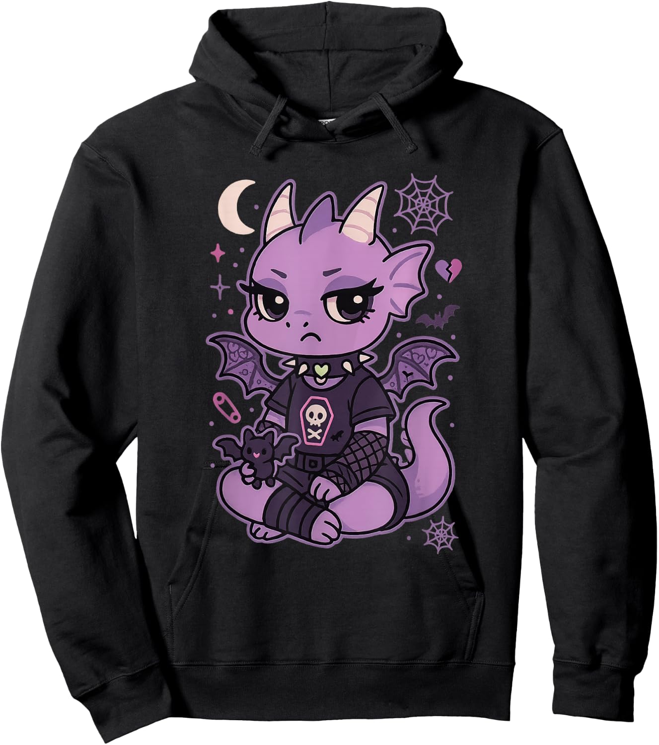 Pastel Goth Dragon Women Nu Goth Emo Gothic Hoodie - Hoodie | Black