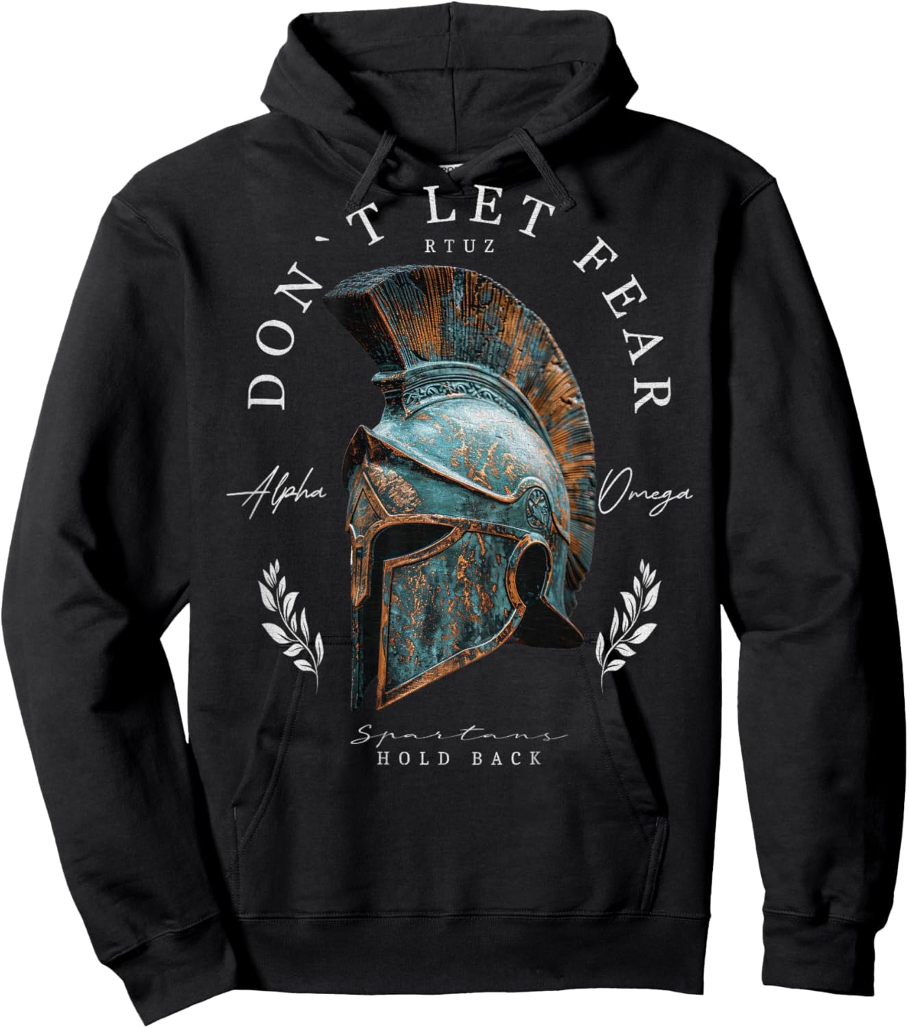 Greek Sparta Helmet Warrior Soldier Backprint Spartan , black Hoodie - Hoodie | Black