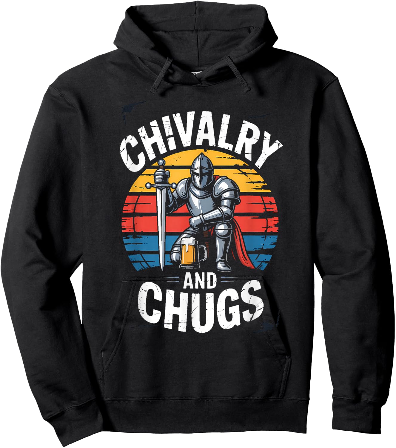 Medieval Knight Beer Chivalry and Chugs Retro Drink Hoodie - Hoodie | Black