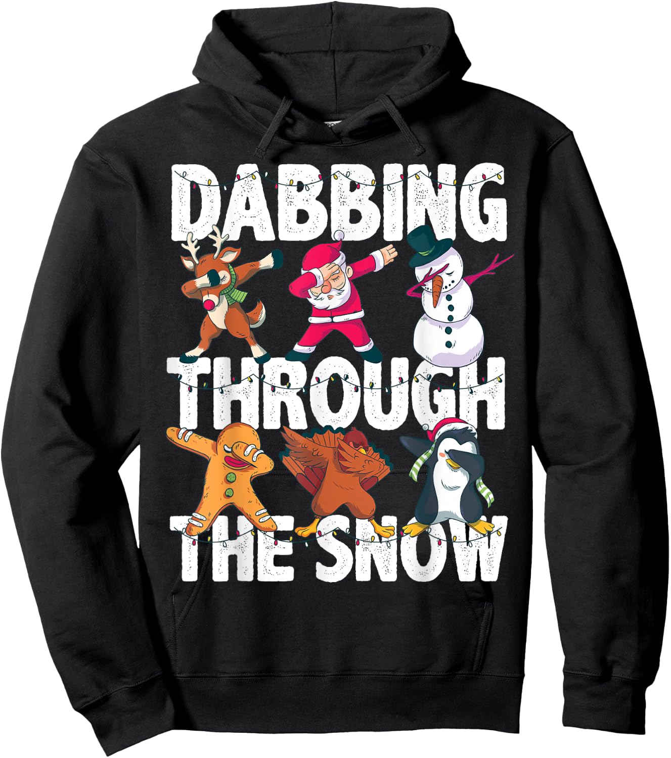 Christmas Shirt Santa Friends Dabbing Through the Snow Gift Hoodie - Hoodie | Black