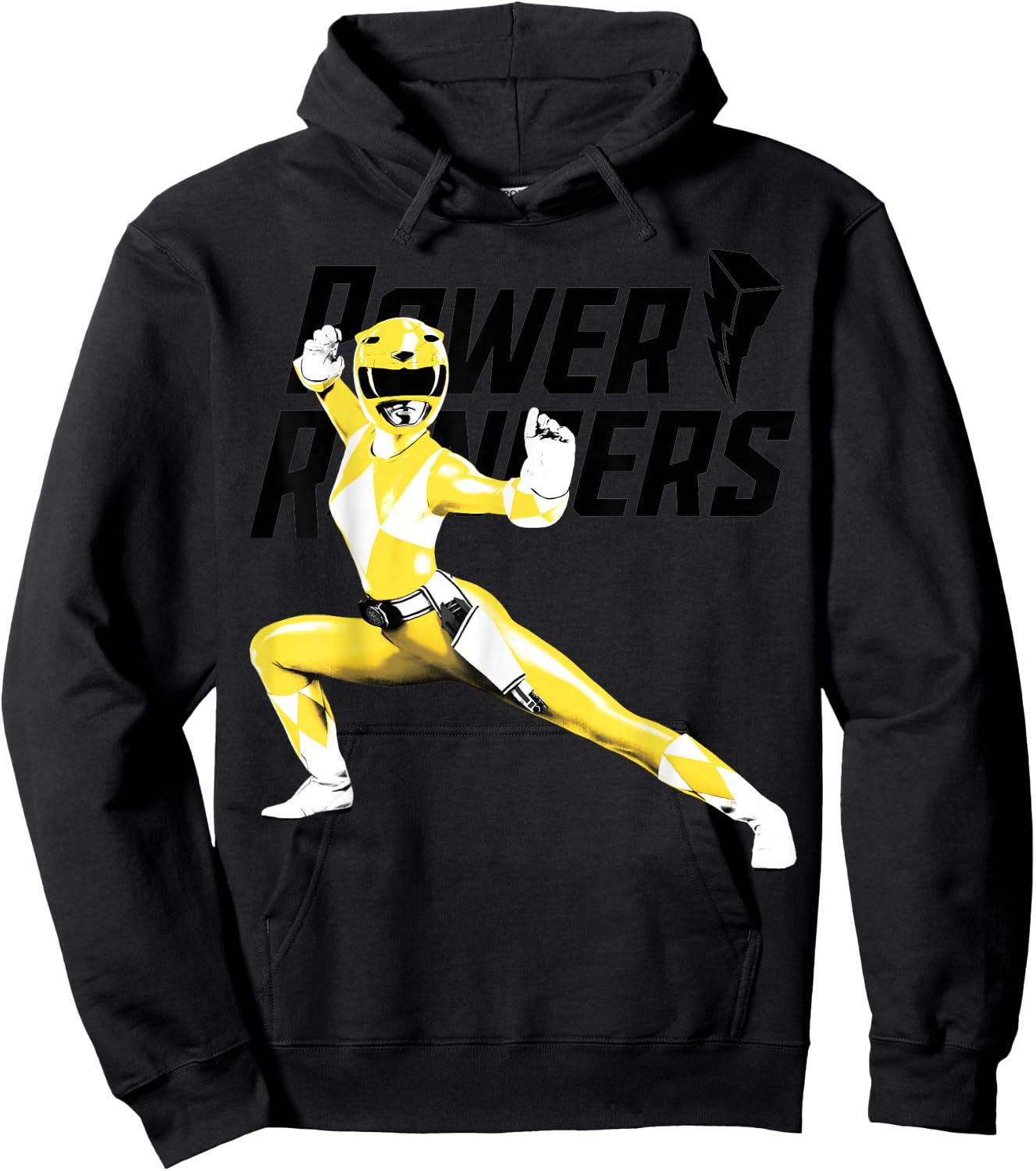 Power Rangers Yellow Ranger Karate Action Pose Logo Hoodie - Hoodie | Black