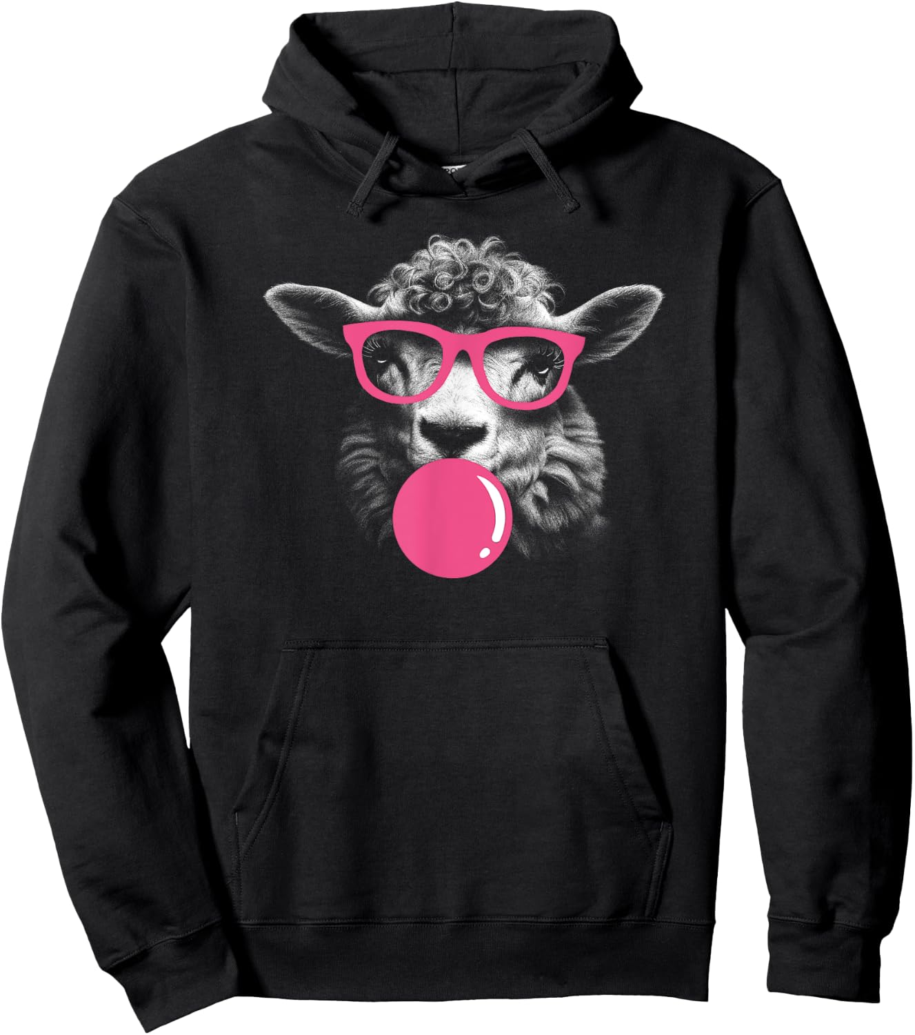 Funny Sheep Chews Chewing Gum Comic Women Children Hoodie - Hoodie | Black