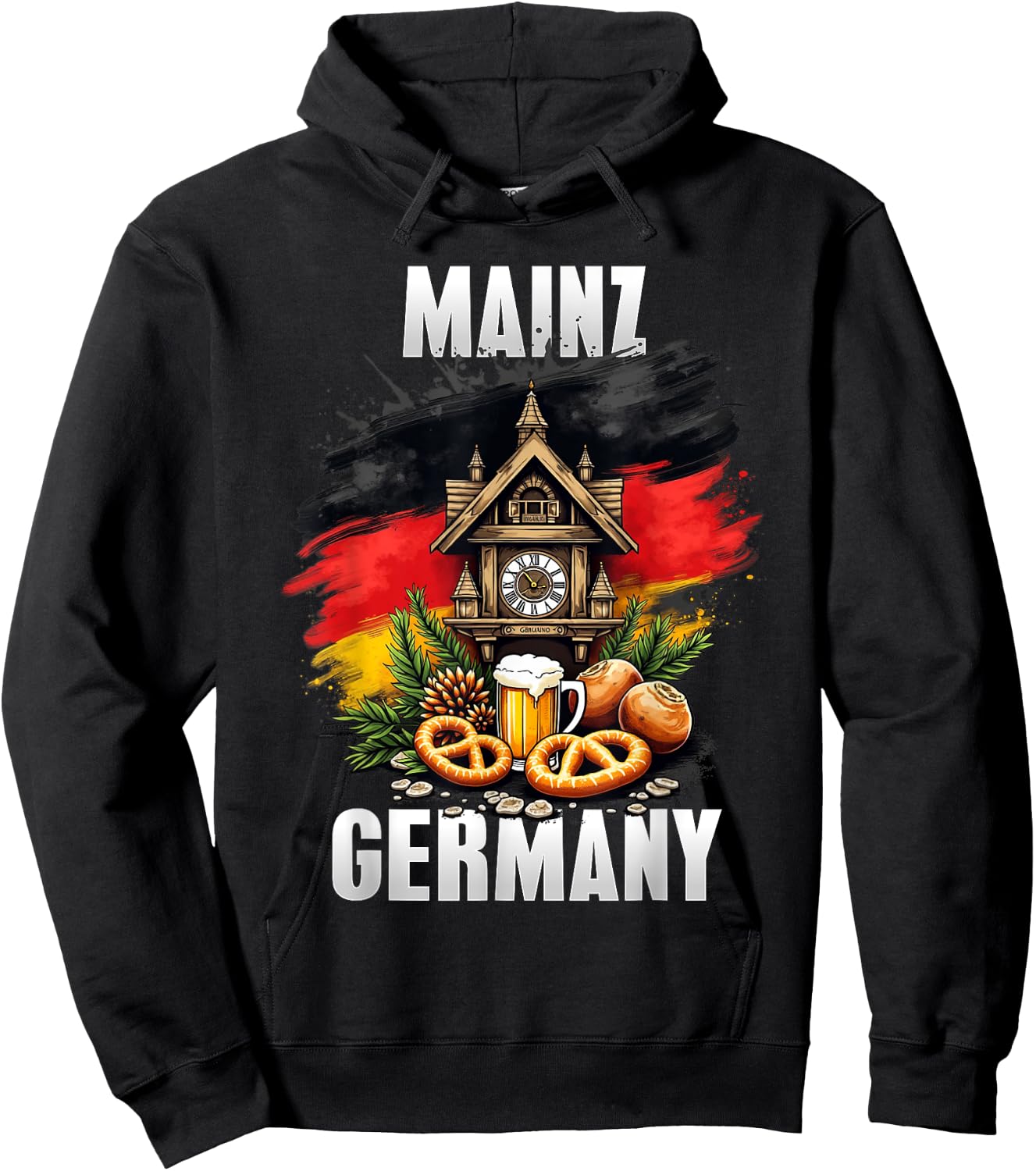 Mainz Germany Souvenir German Flag Oktoberfest Travel Hoodie - Hoodie | Black