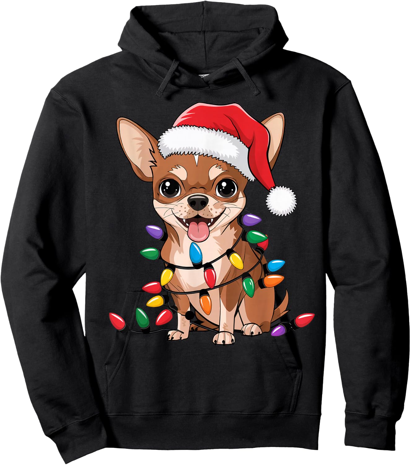 Chihuahua Christmas Lights Xmas Dogs Gifts Women Hoodie - Hoodie | Black
