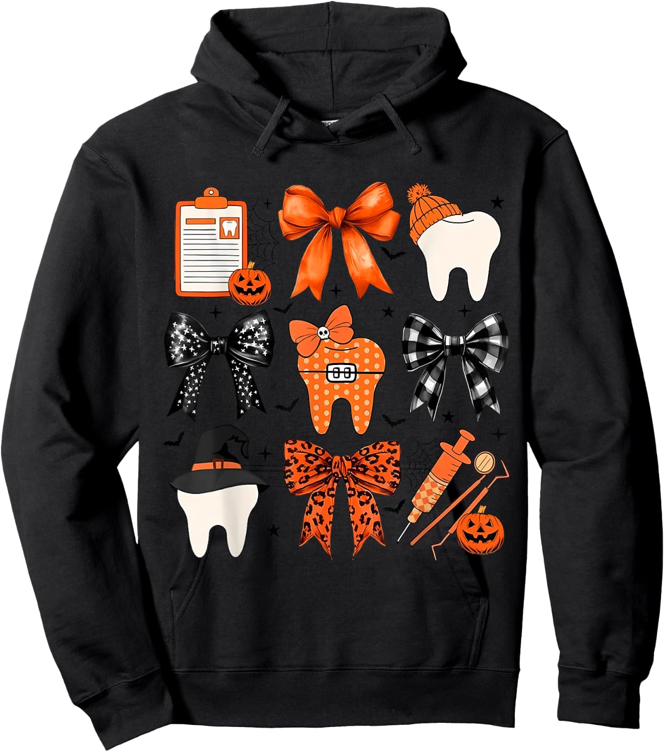 Coquette Halloween Dentist Dental Assistant Teeth Halloween Hoodie - Hoodie | Black