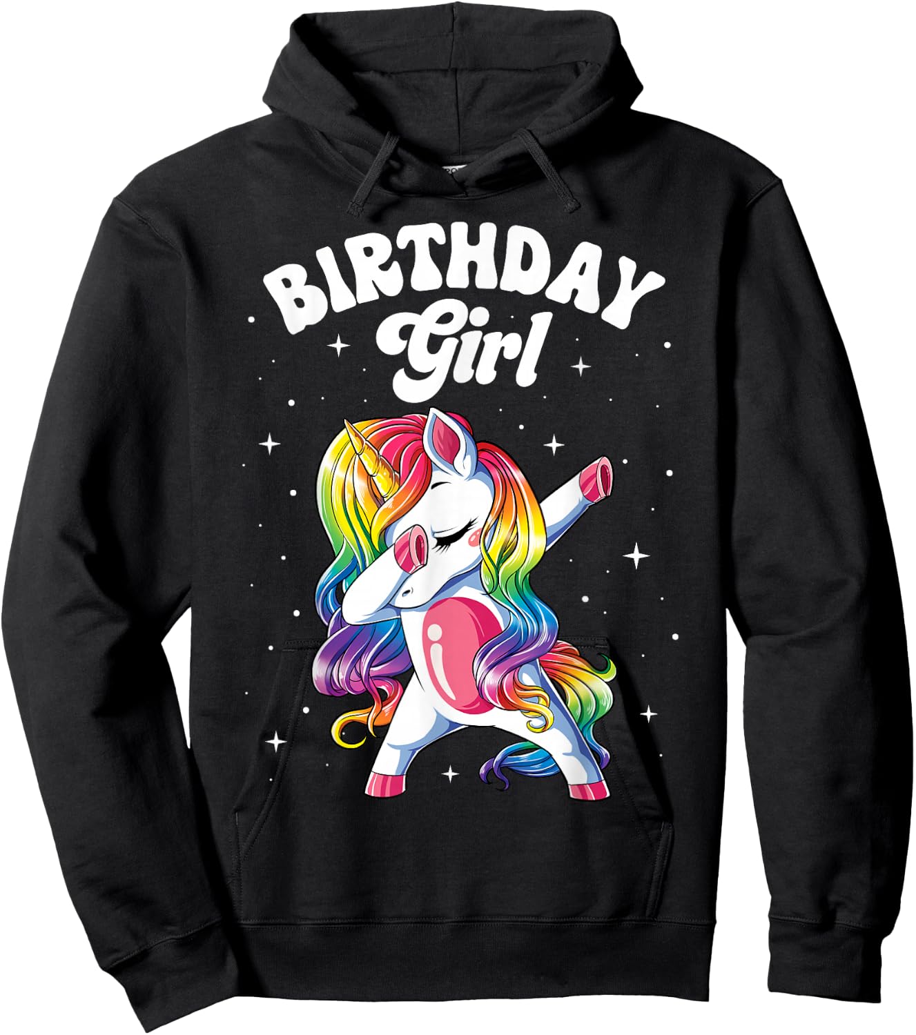 Unicorn Dabbing Birthday Girl Kids Rainbow Dab Dance Squad Hoodie - Hoodie | Black