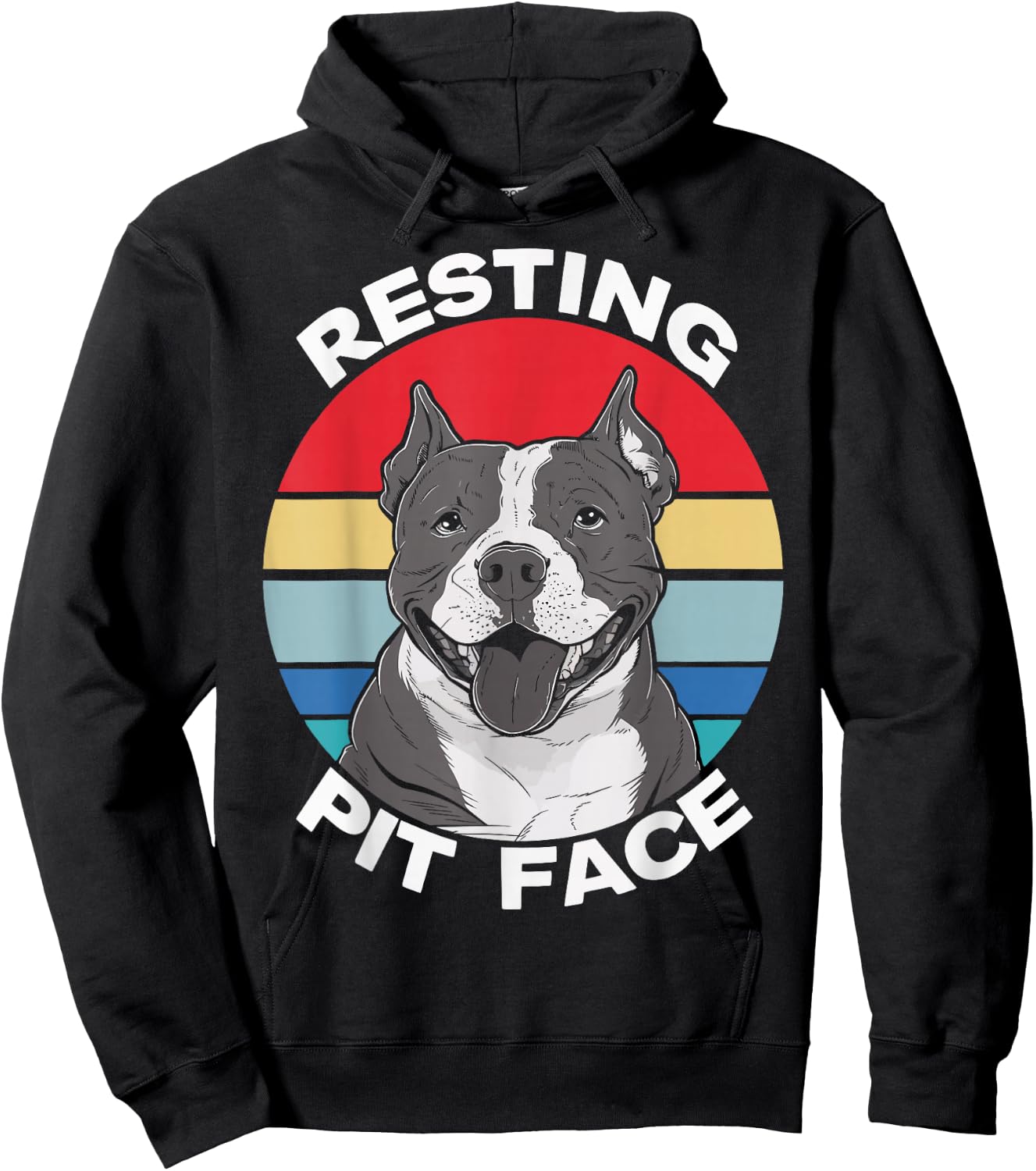 Resting Pit Face Funny Pitbull Lover Pitties Dog Retro Hoodie - Hoodie | Black