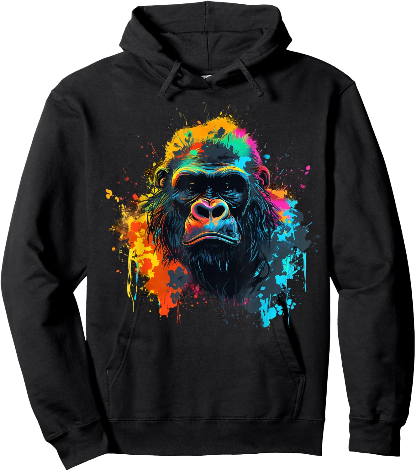 Cooler Gorilla auf bunt bemaltem Gorilla Hoodie - Hoodie | Black
