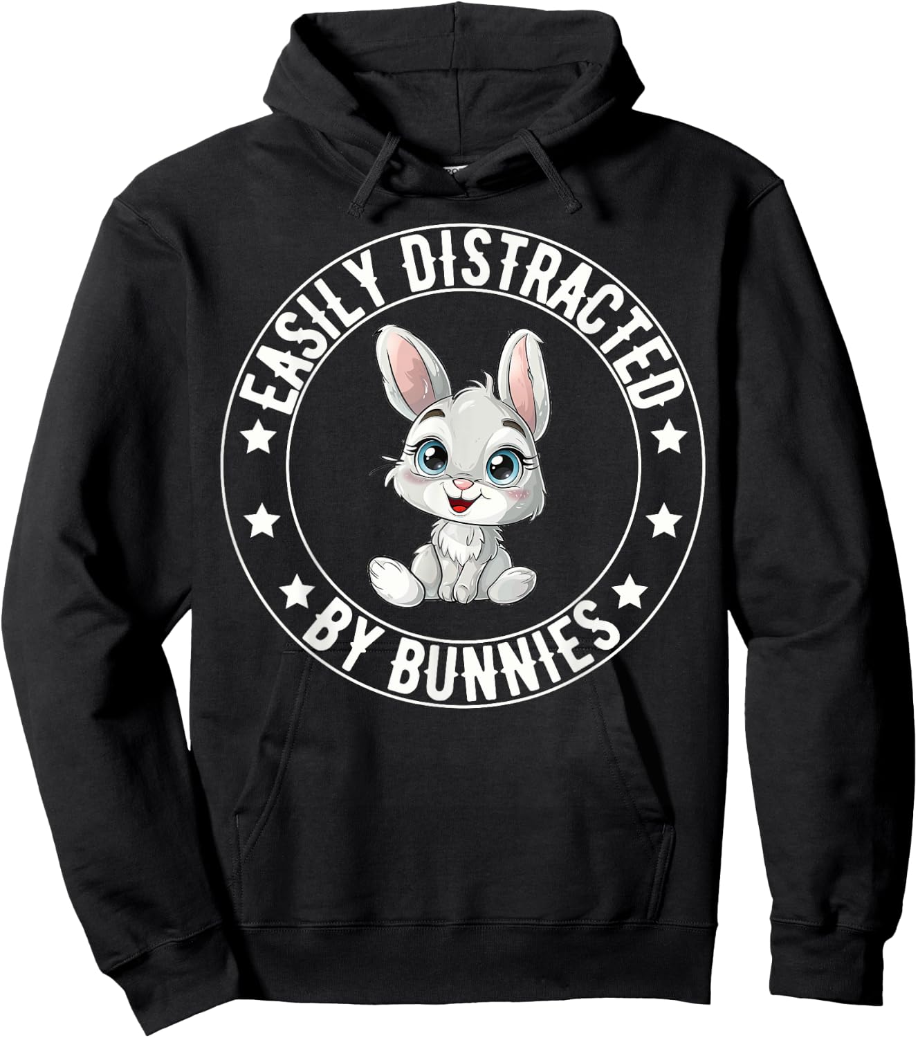 Easily Distracted By Bunnies Funny Bunny Lovers Rabbit Hoodie - Hoodie | Black