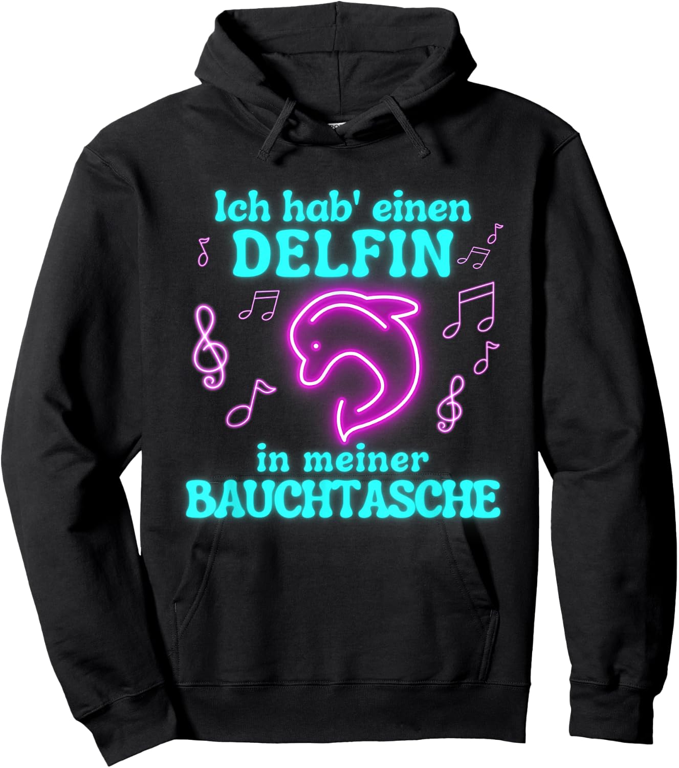 Dolphin in My Bum Bag Party Outfit Summer Mallorca , black Hoodie - Hoodie | Black
