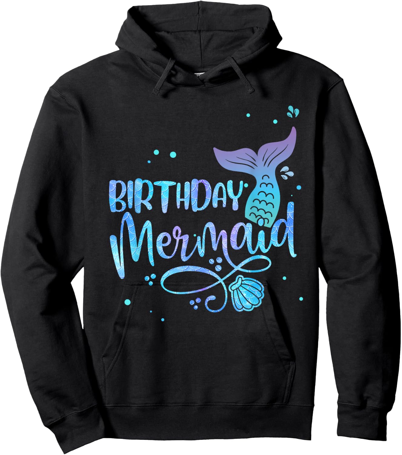 Birthday Mermaid Shell Tail Family Matching Party Squad Hoodie - Hoodie | Black