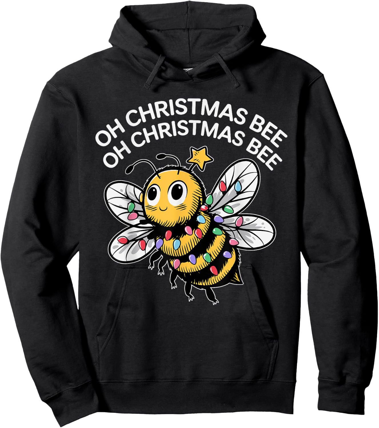 Bee Merry Christmas Bee Funny Oh Christmas Bee Hoodie - Hoodie | Black