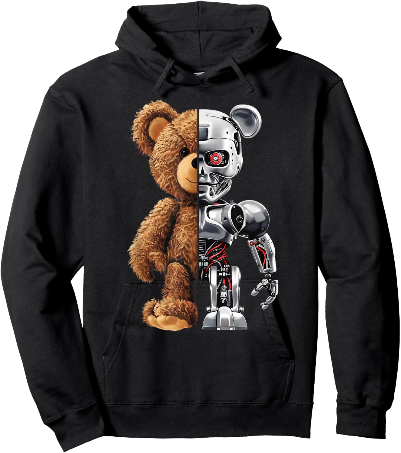 Funny Teddy Bear Robot Animal Lover Bear In , Black, S Hoodie - Hoodie | Black