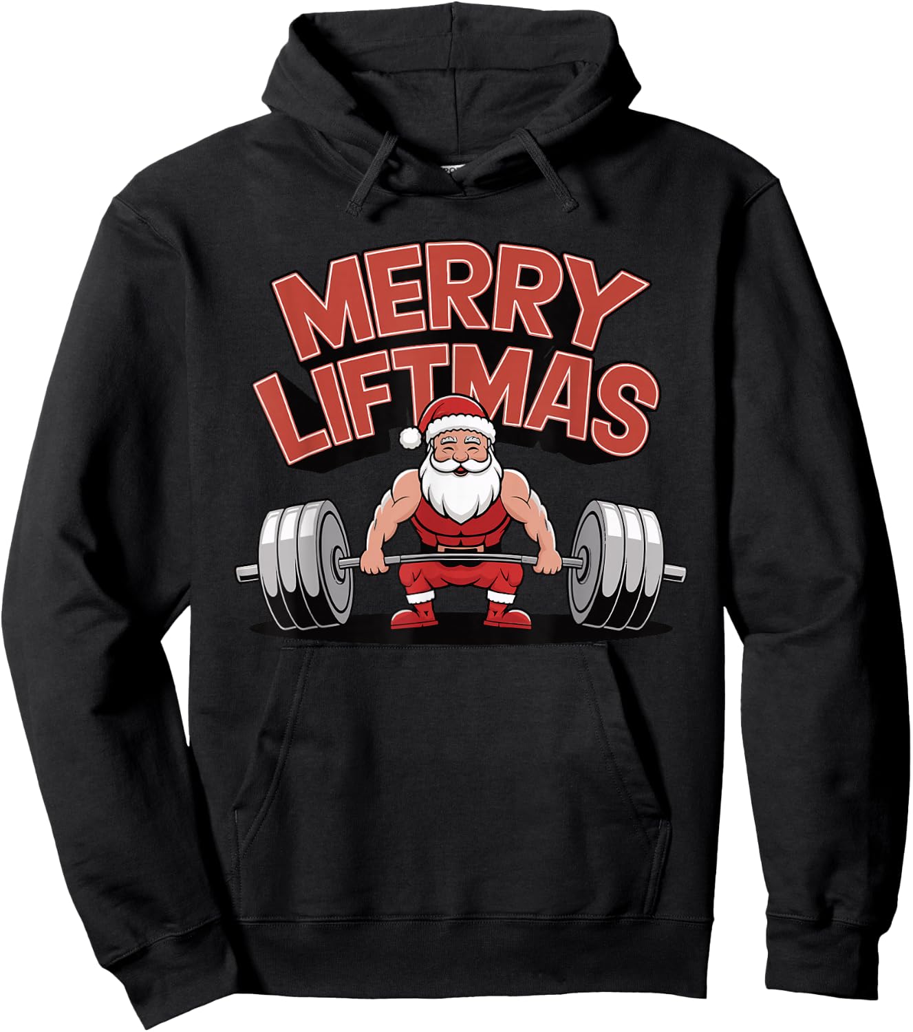 Merry Liftmas Weightlifter Fitness Hoodie - Hoodie | Black