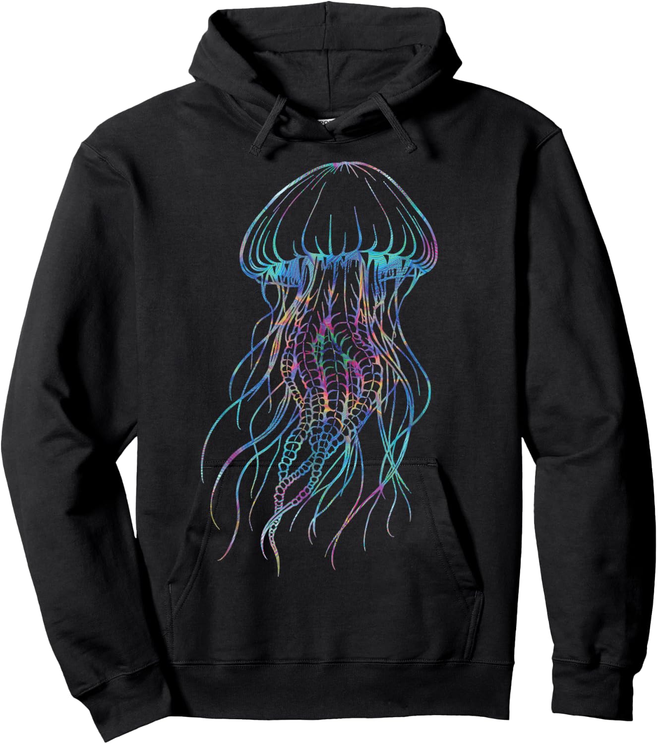 Psychedelic Jellyfish, Colourful Sea Creatures, Ocean Lovers , black Hoodie - Hoodie | Black