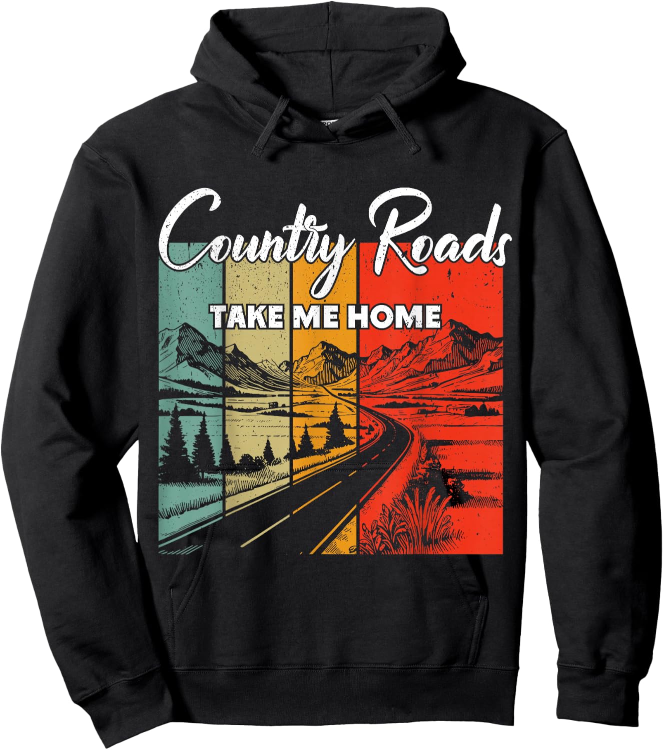 Vintage Retro Country Roads Take Me Home Hoodie - Hoodie | Black