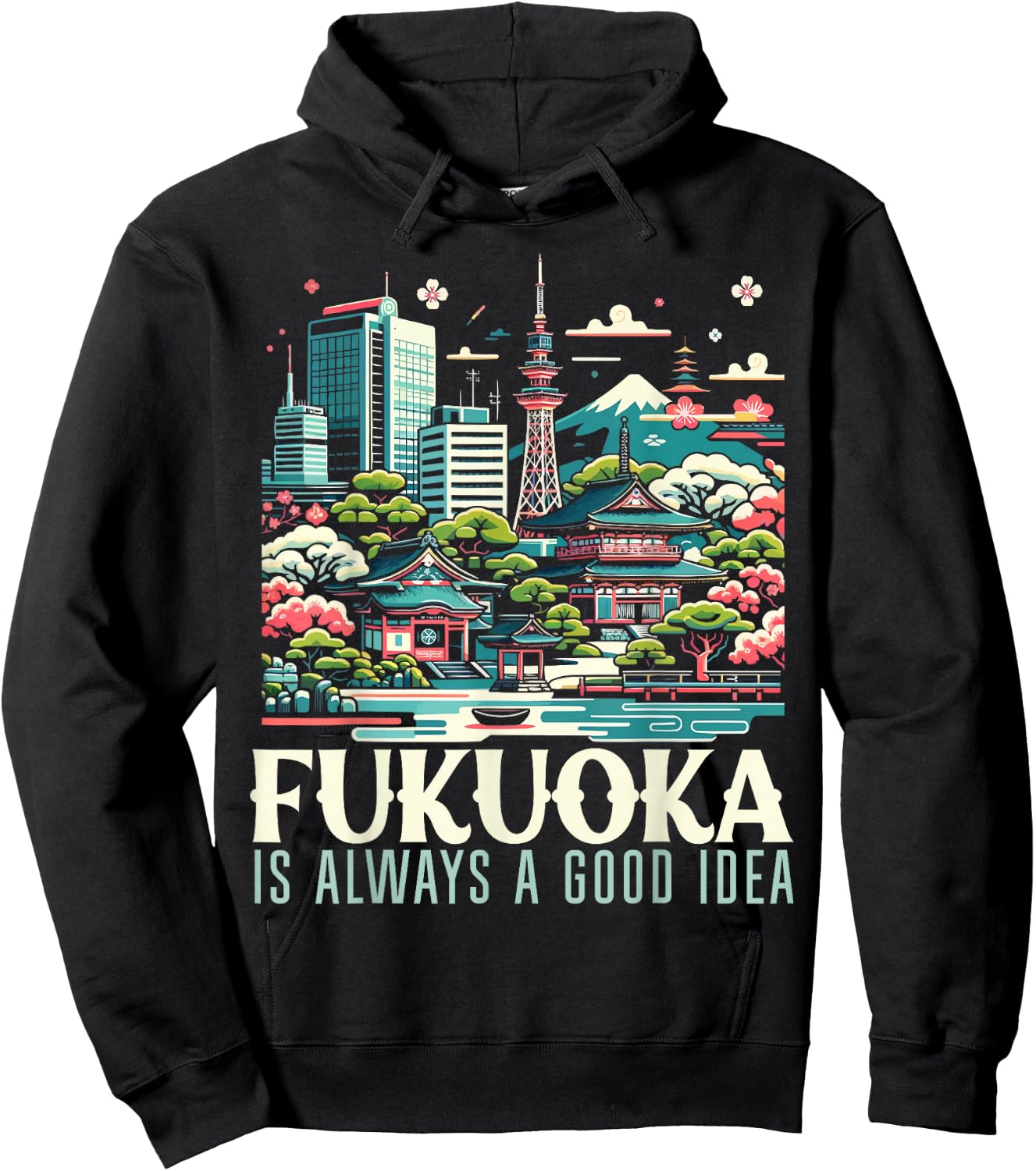 Fukuoka Japan Country Travel Vacation Japanese Hoodie - Hoodie | Black
