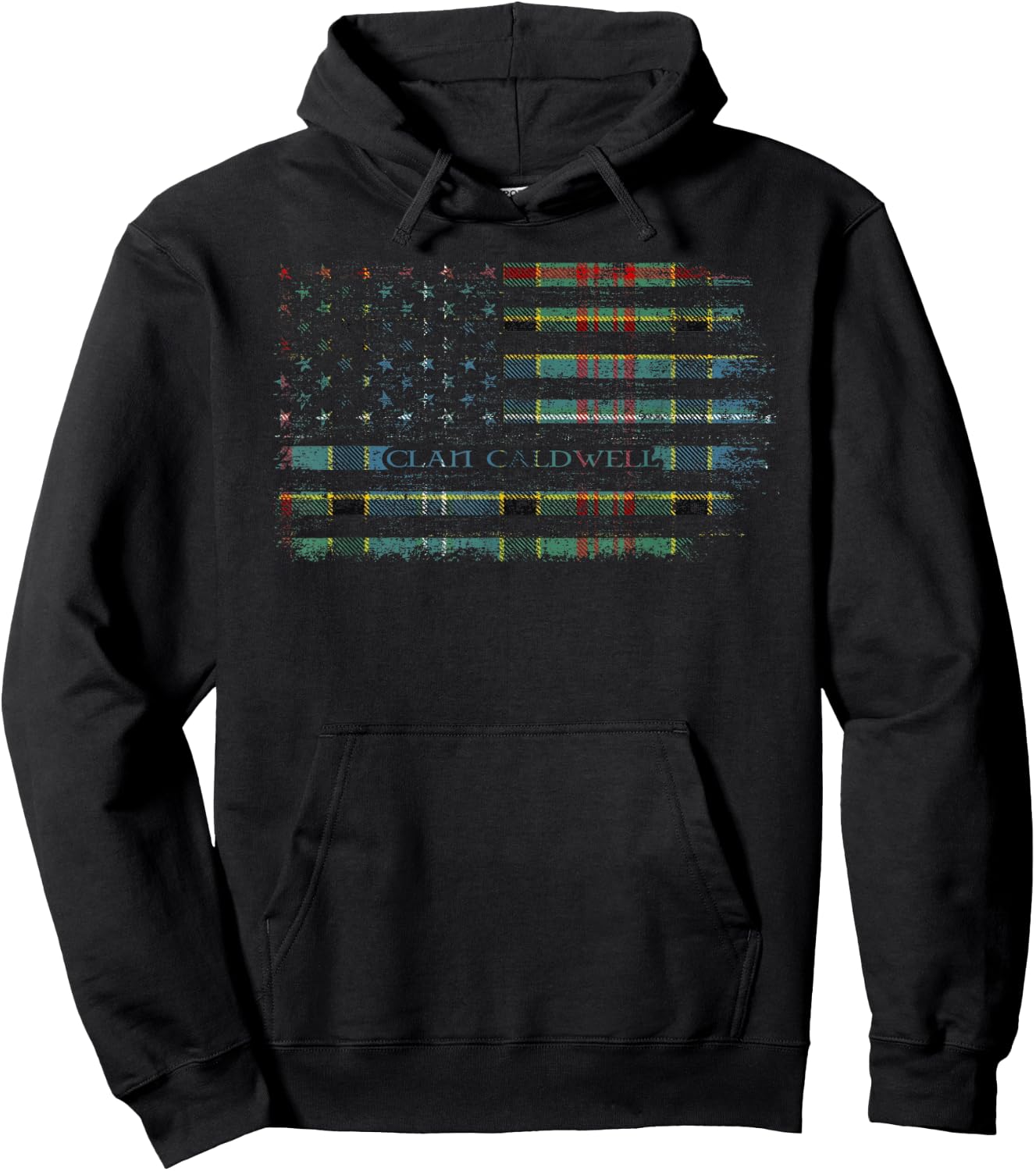 Clan Caldwell Scottish tartan US flag kilt Scotland Hoodie - Hoodie | Black