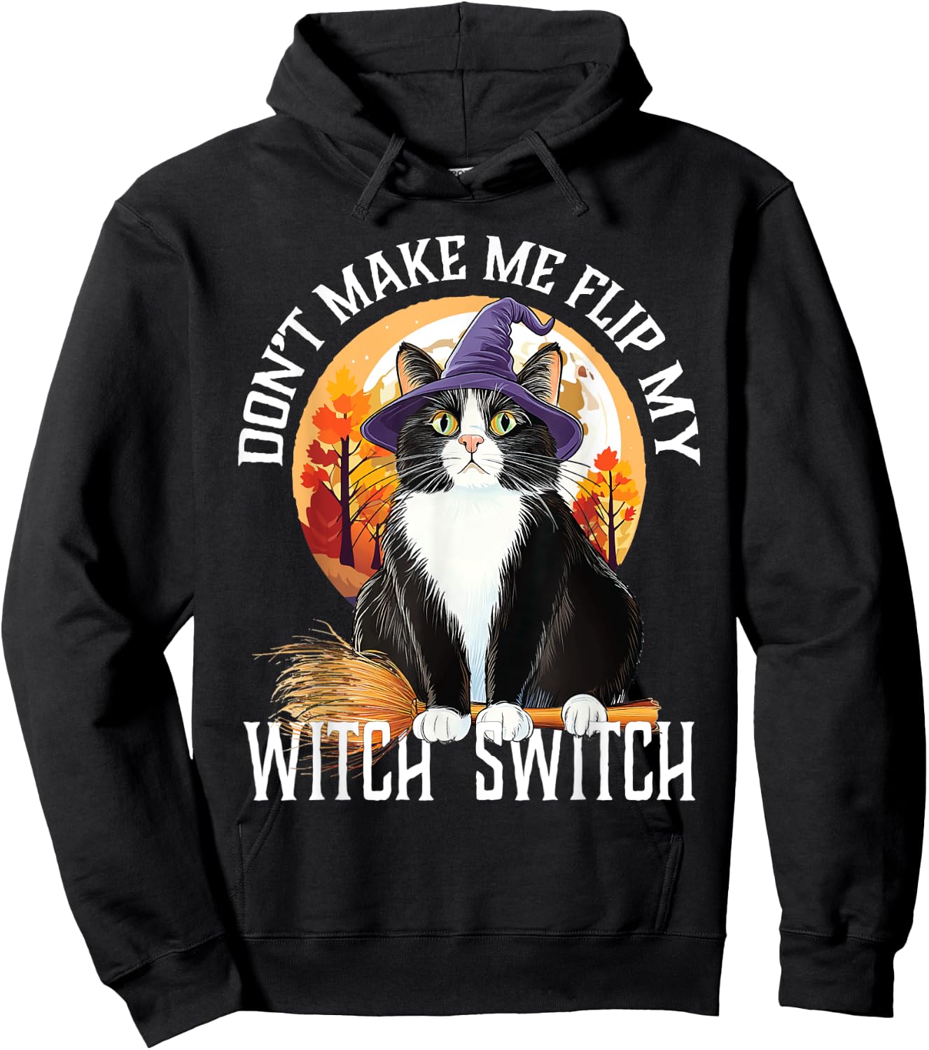 Tuxedo Cat Halloween Lazy Costume Switch My Witch Switch Hoodie - Hoodie | Black