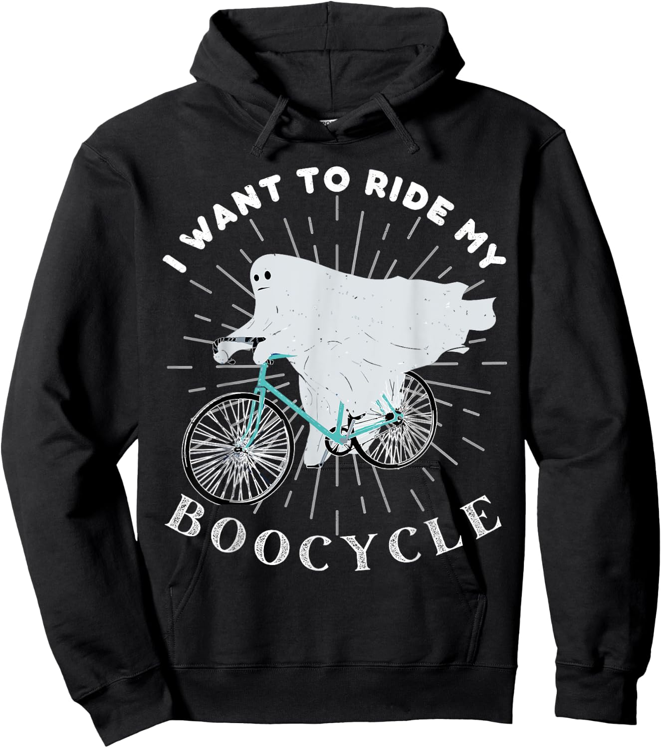 Ghost Cycling Bicycle Bike Funny Boocycle Cycling Halloween Hoodie - Hoodie | Black