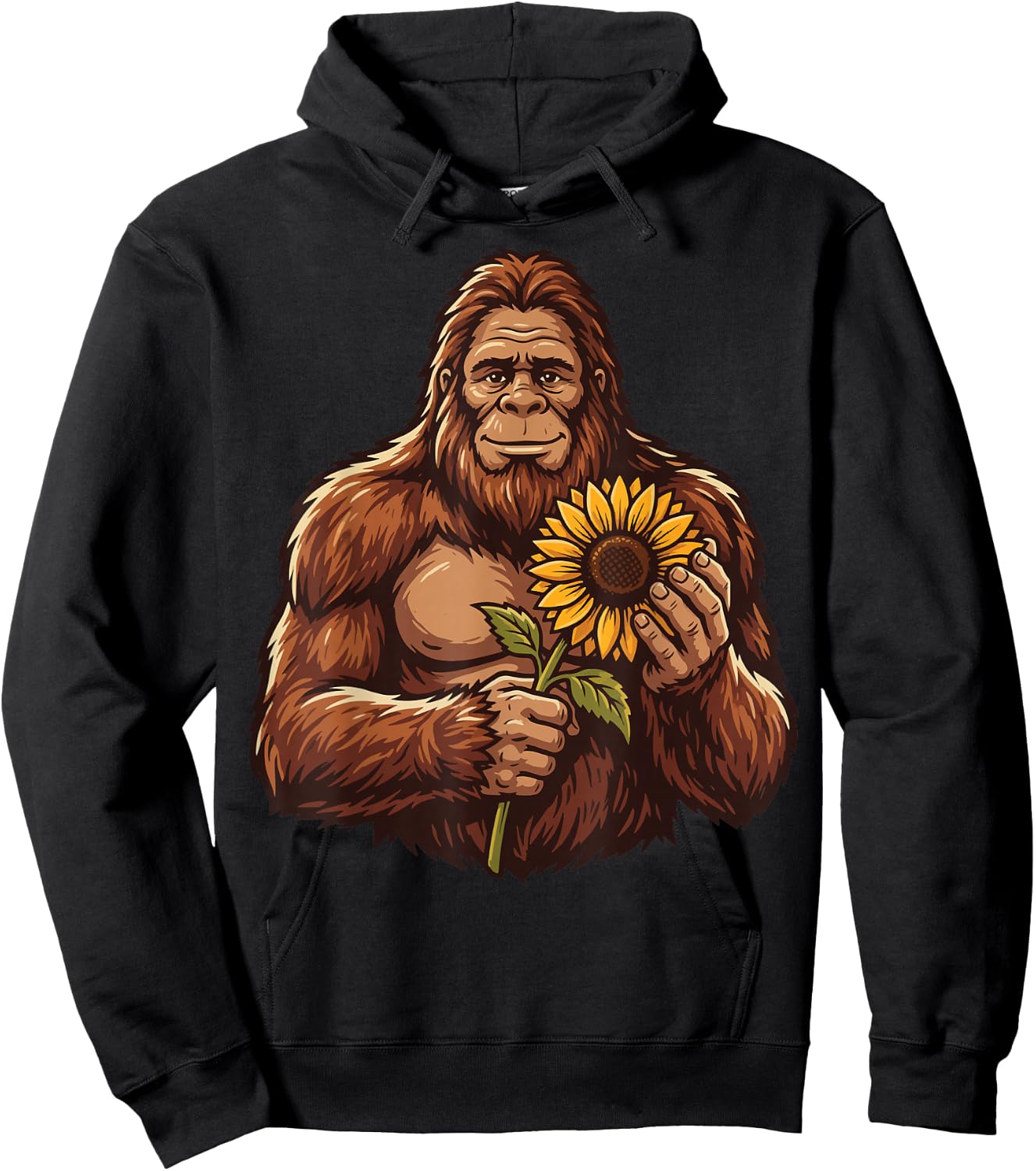 Bigfoot Holding Sunflower Hoodie - Hoodie | Black
